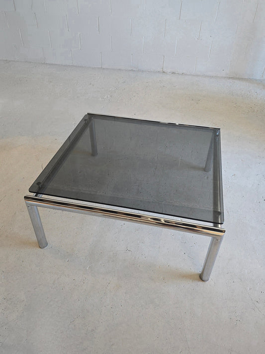 Large Chrome and Tinted Glass Coffee Table