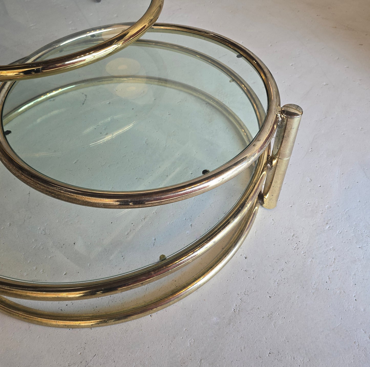 Large Brass & Glass Swivel Coffee Table