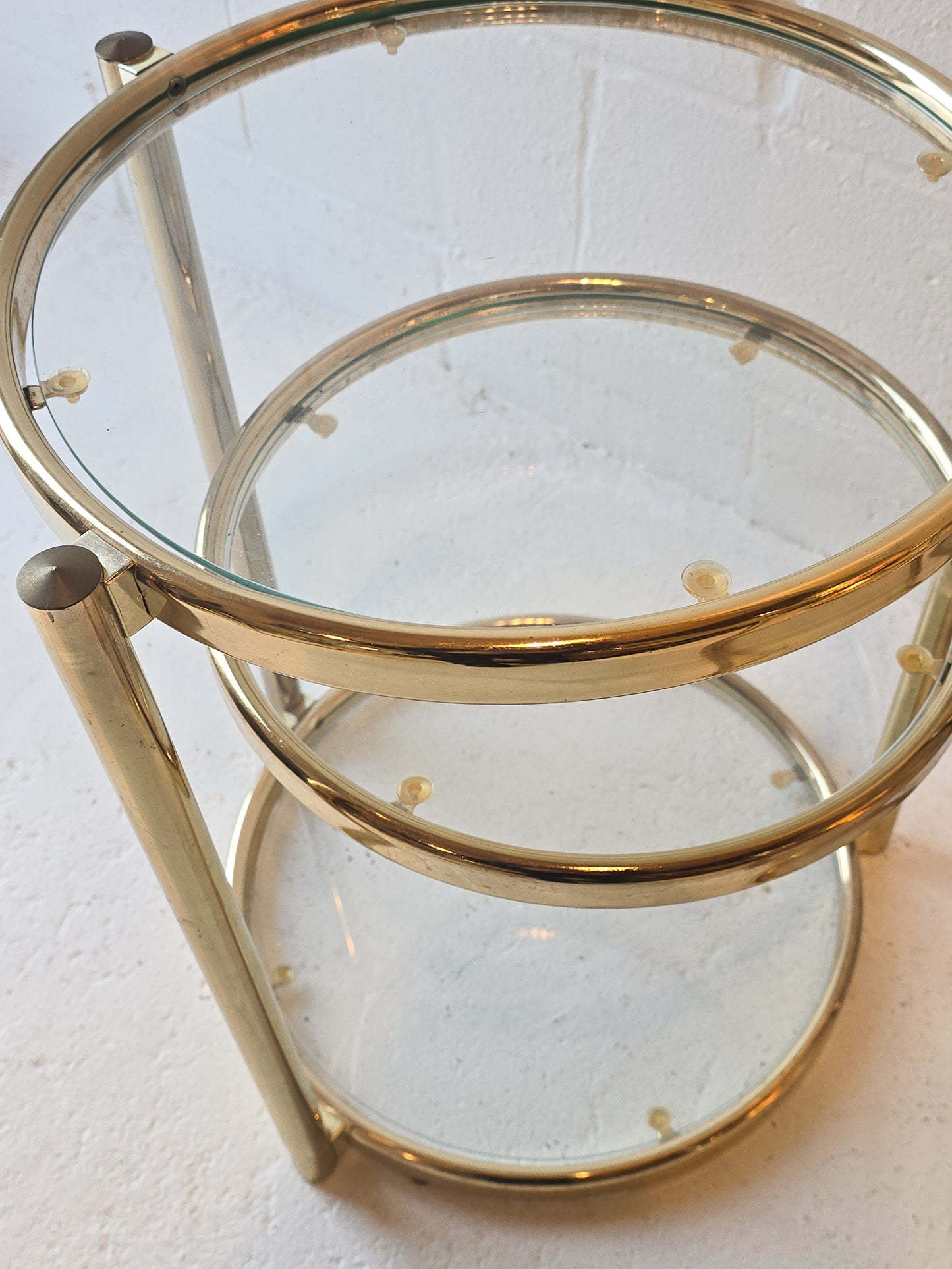 Brass and Glass Swivel Side Tables