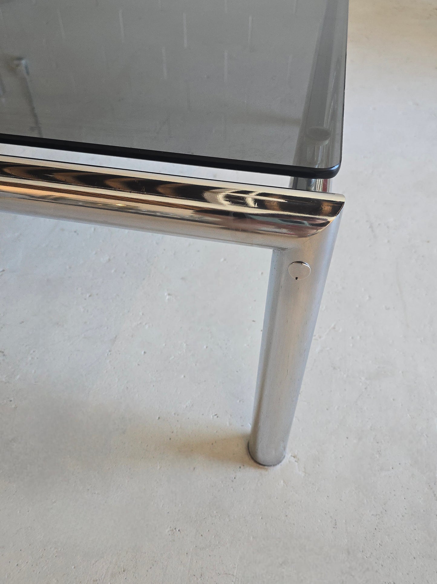 Large Chrome and Tinted Glass Coffee Table