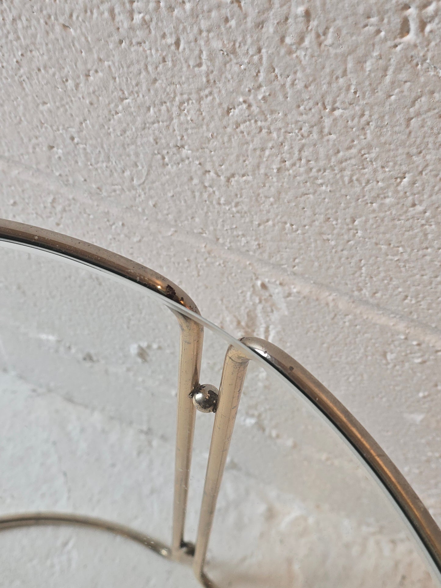 Light Brass and Glass Round Side Tables