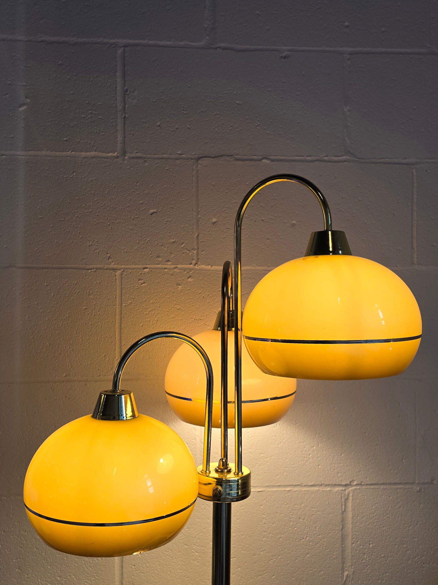 Vintage Brass Three Shade Table Lamp