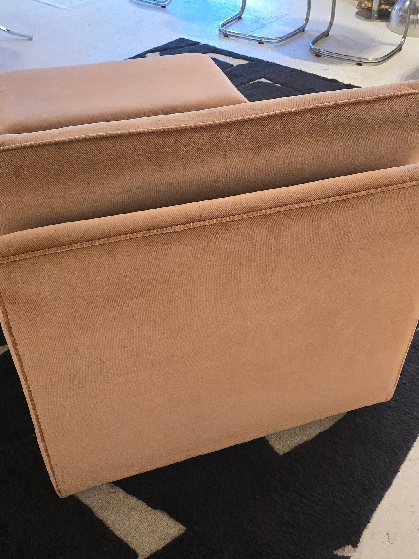 1980s Pink Lounge Chair and Ottoman