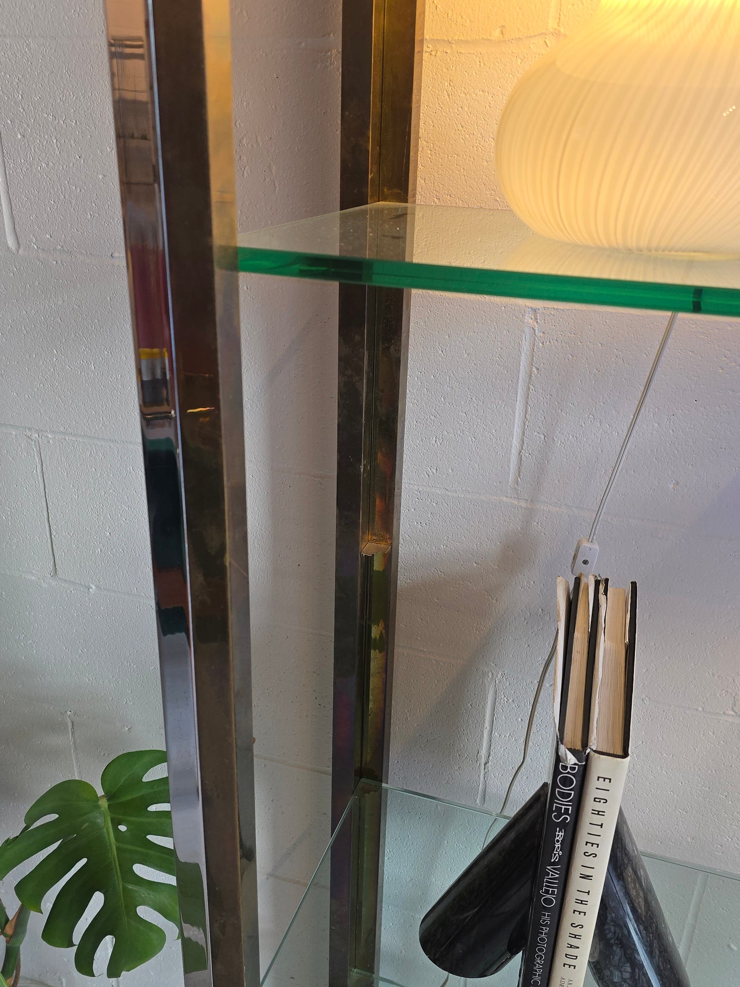 Chrome & Brass Shelving Unit Attr to Renato Zevi