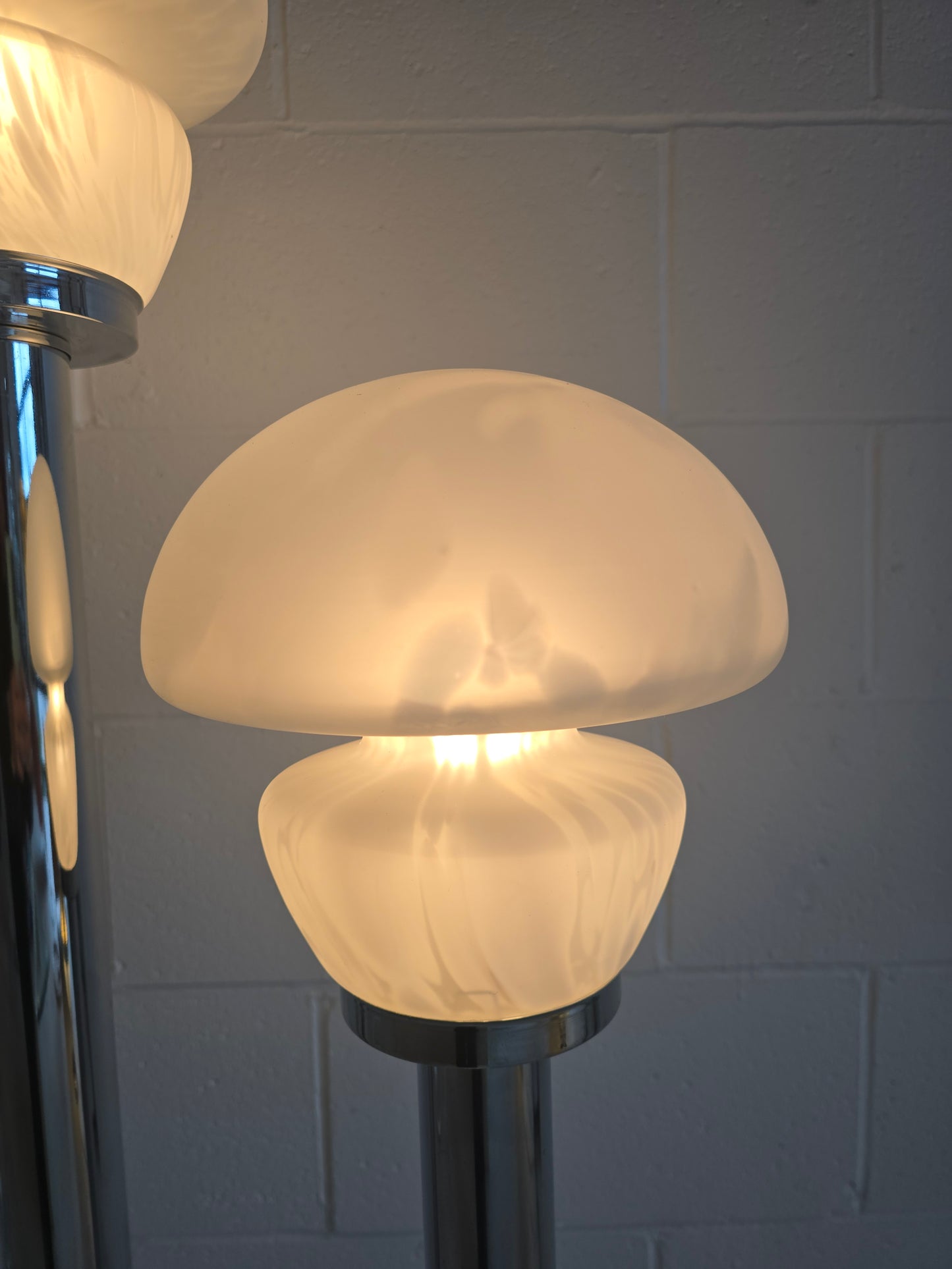 Tubular Chrome and Murano Glass Floor Lamp