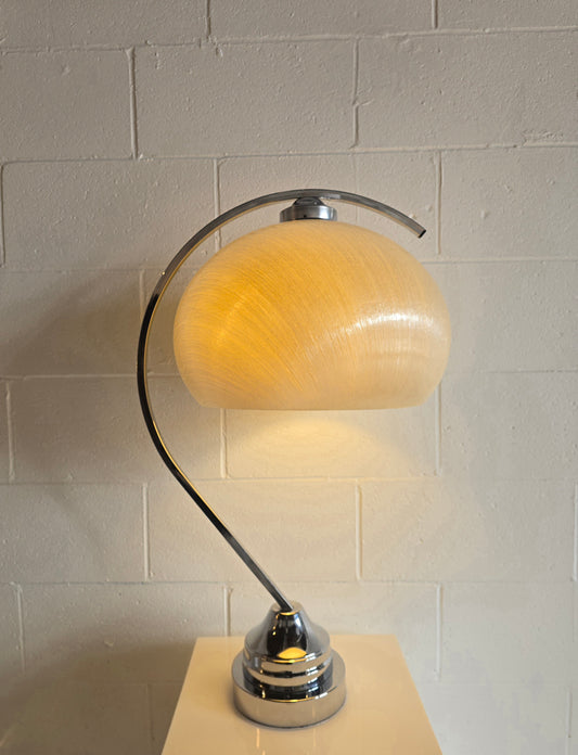 Arc Chrome & Fiberglass Table Lamp