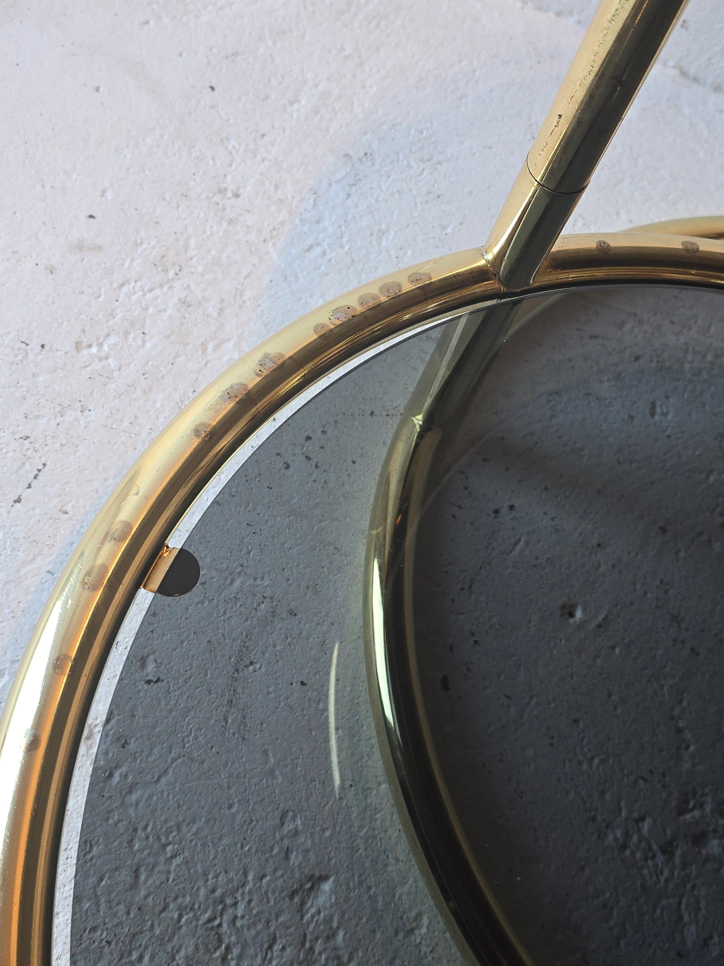 Brass & Tinted Glass Swivel  Table