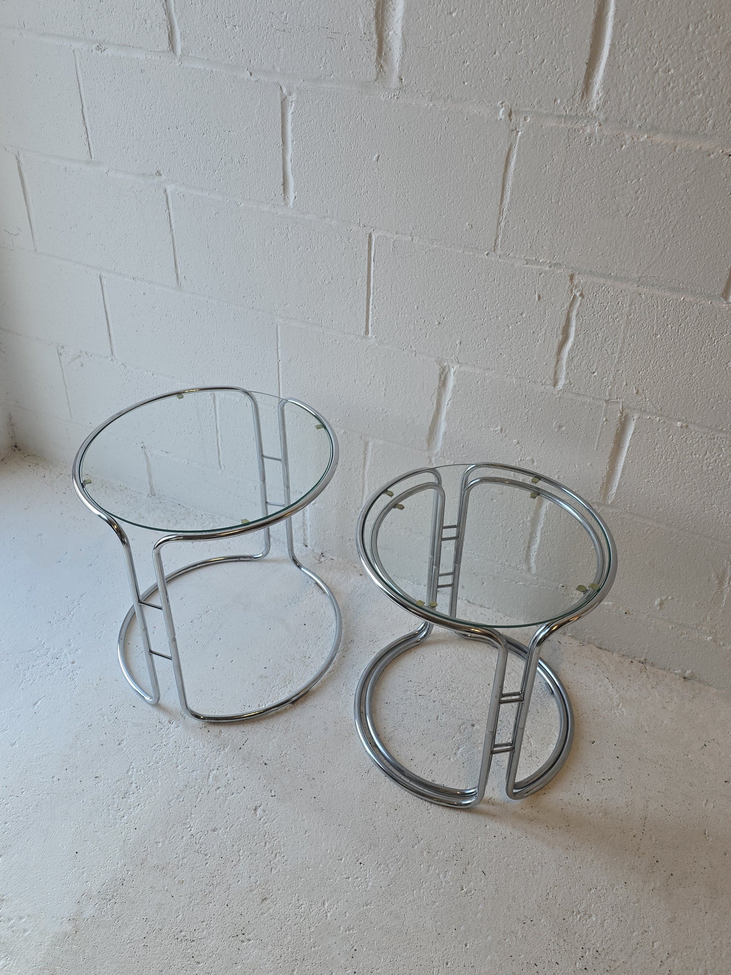 Chrome and Glass Nesting Tables