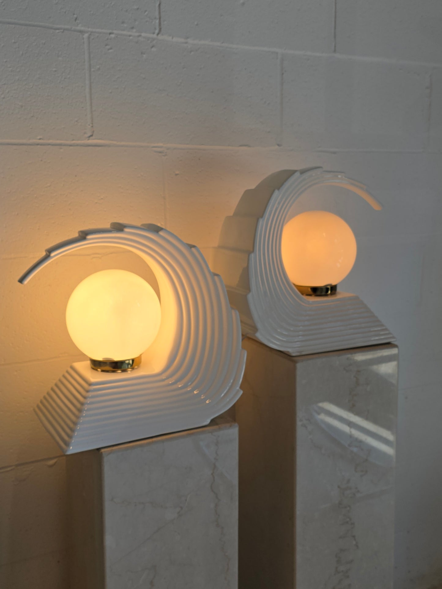 1980s Ceramic Wave Lamps