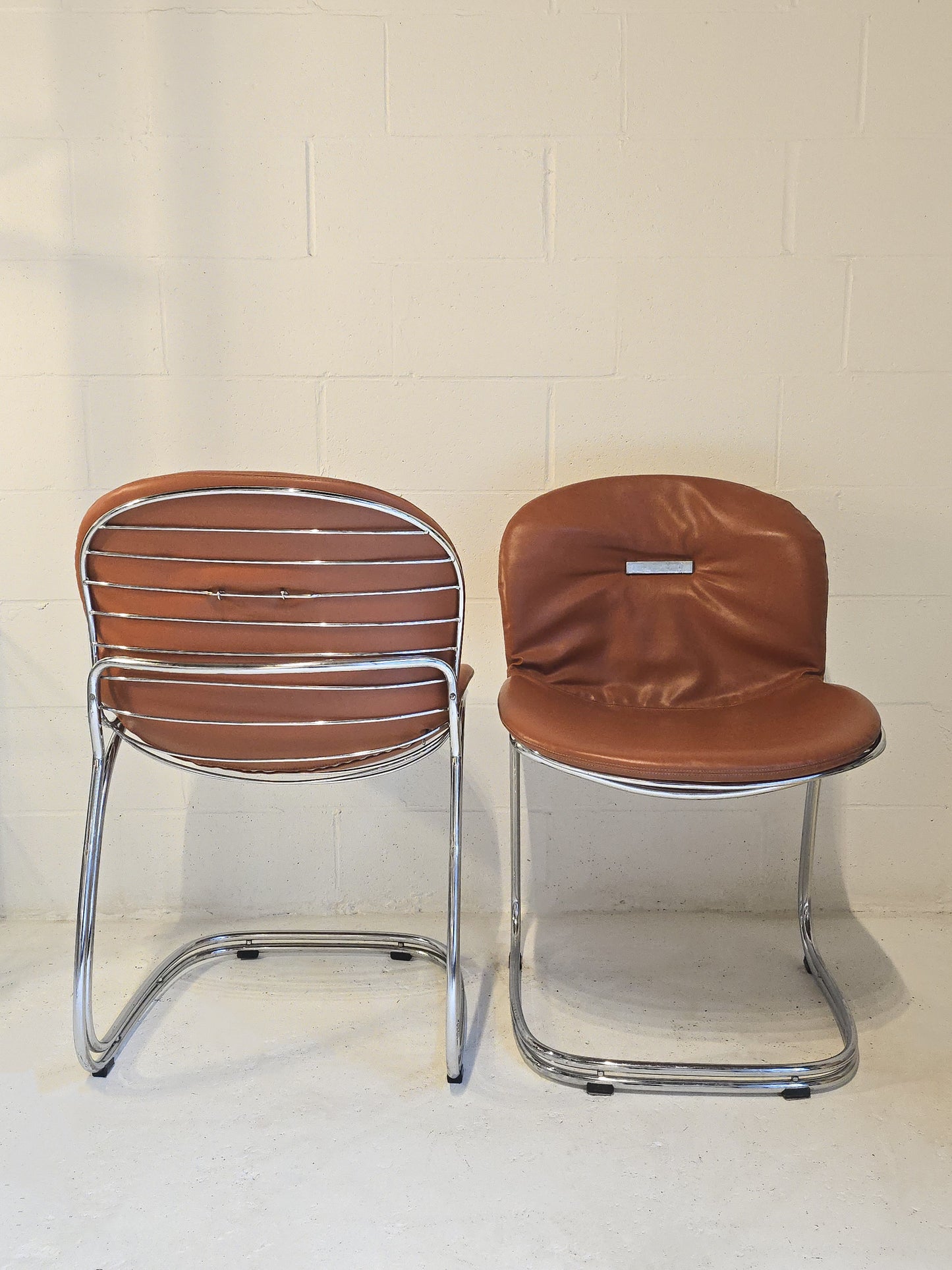 Set of Four Chrome Chairs Attr Gastone Rinaldi