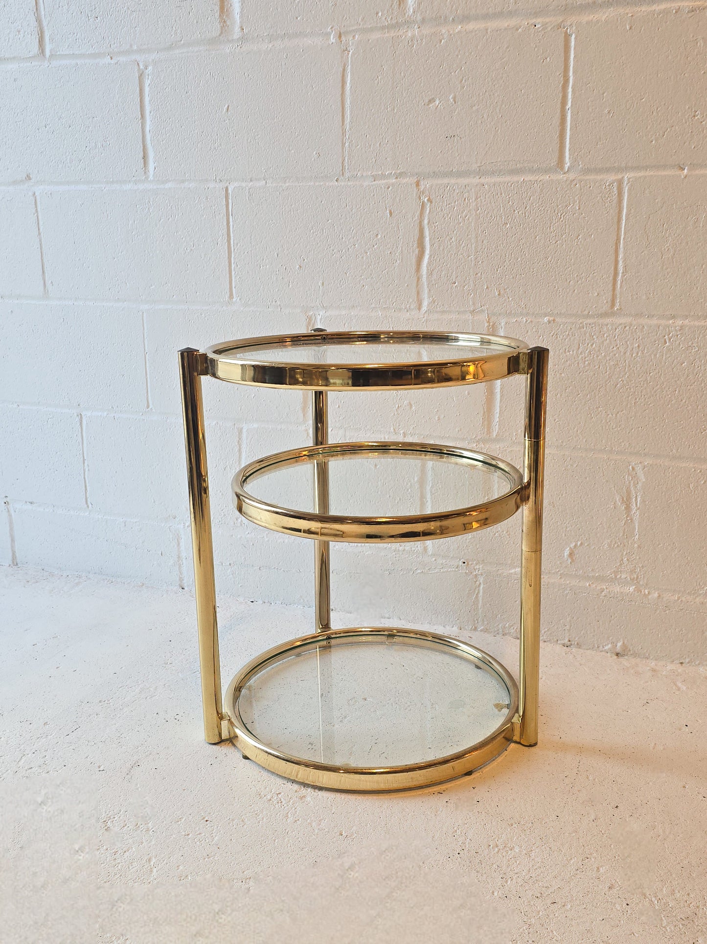 Brass and Glass Swivel Side Tables