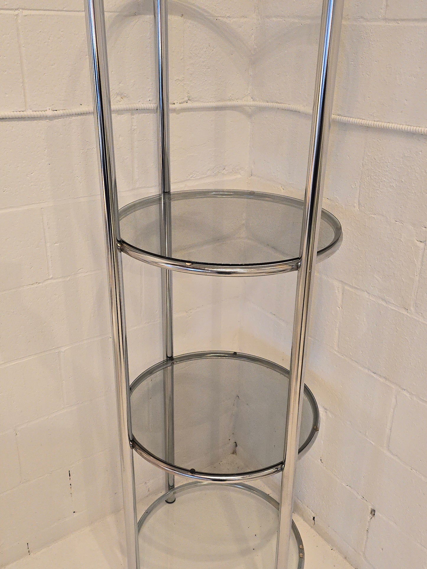 Circular Chrome and Glass Etagere