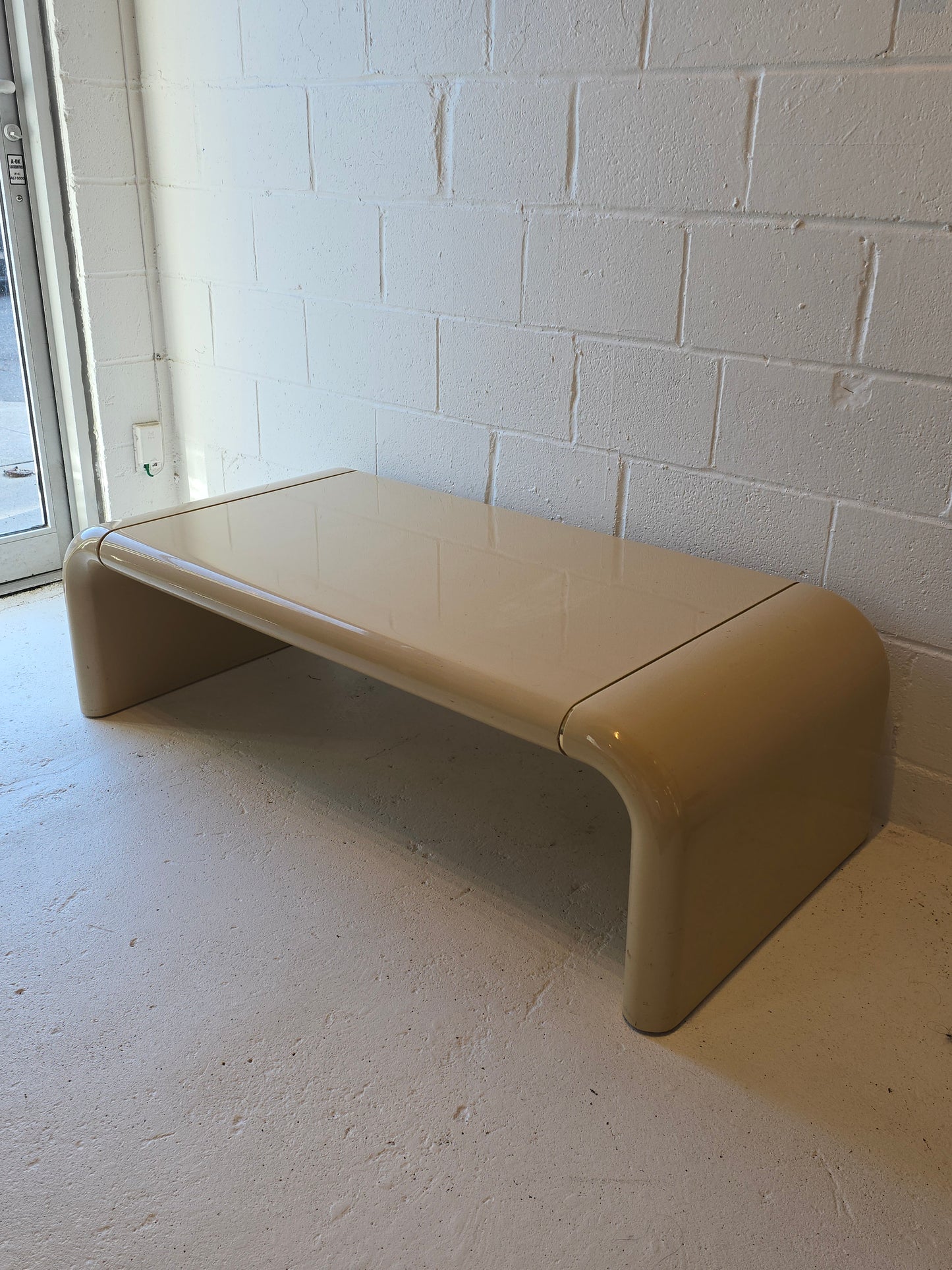 Cream Lacquered Waterfall Coffee Table