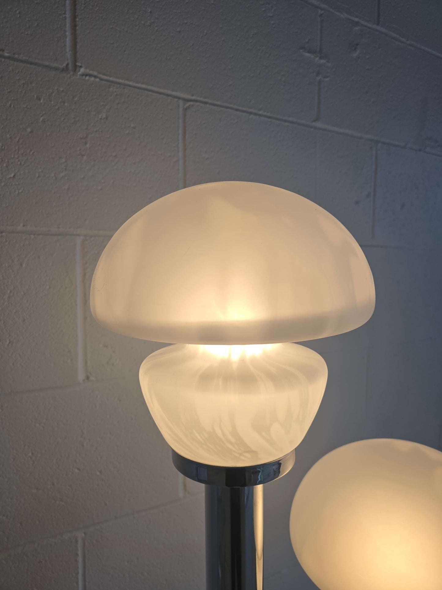 Tubular Chrome and Murano Glass Floor Lamp