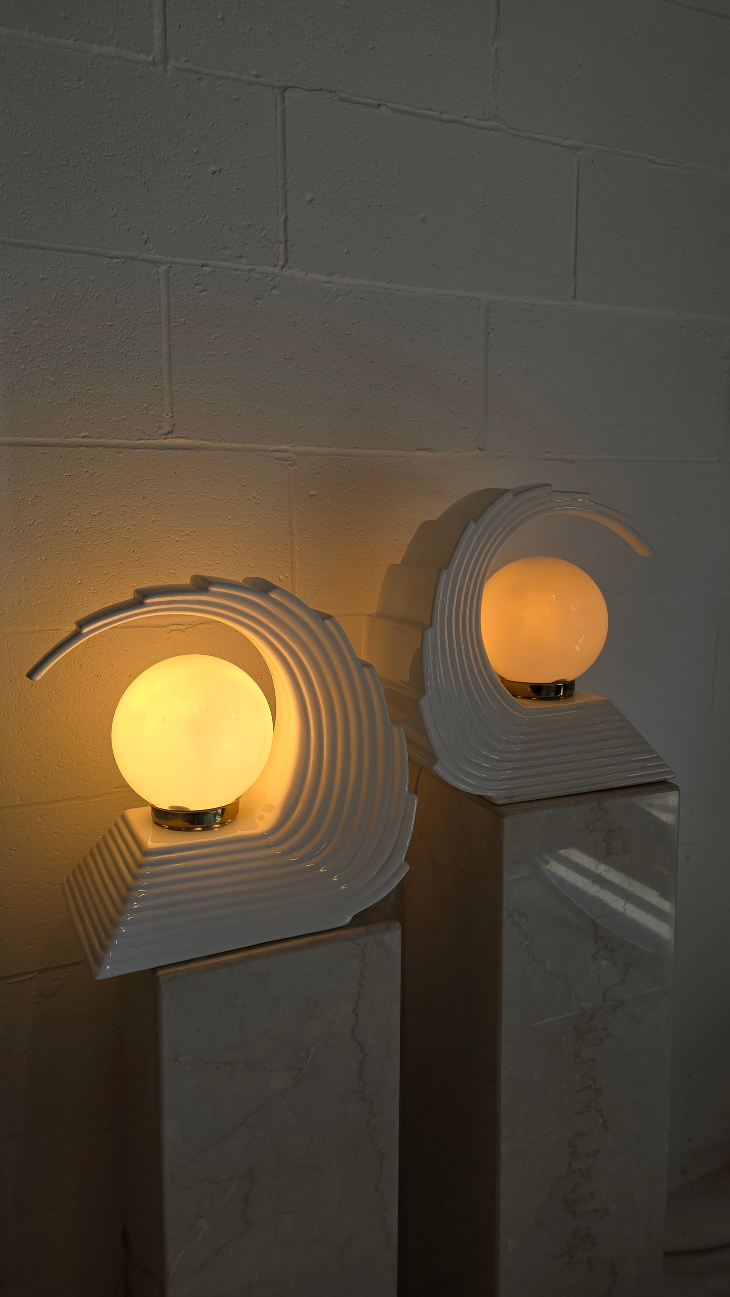 1980s Ceramic Wave Lamps