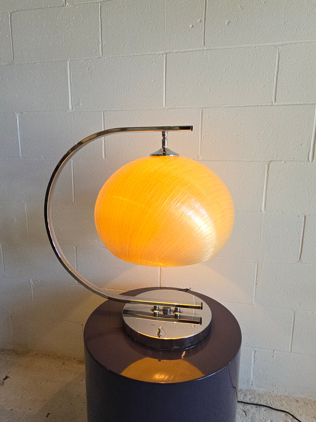 Unique 1970s Chrome and Fiberglass Table Lamp