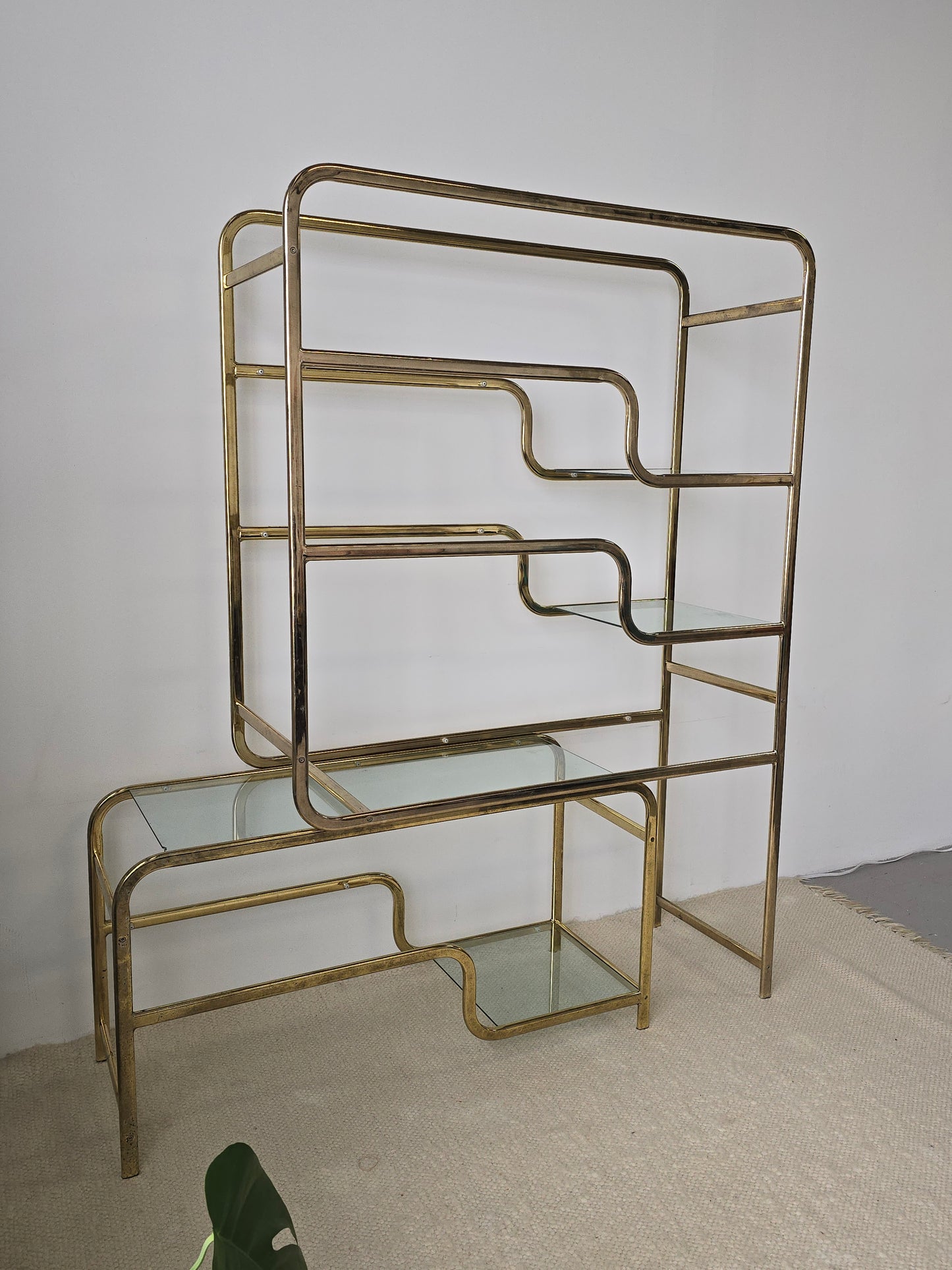 Brass & Glass Expandable Etagere