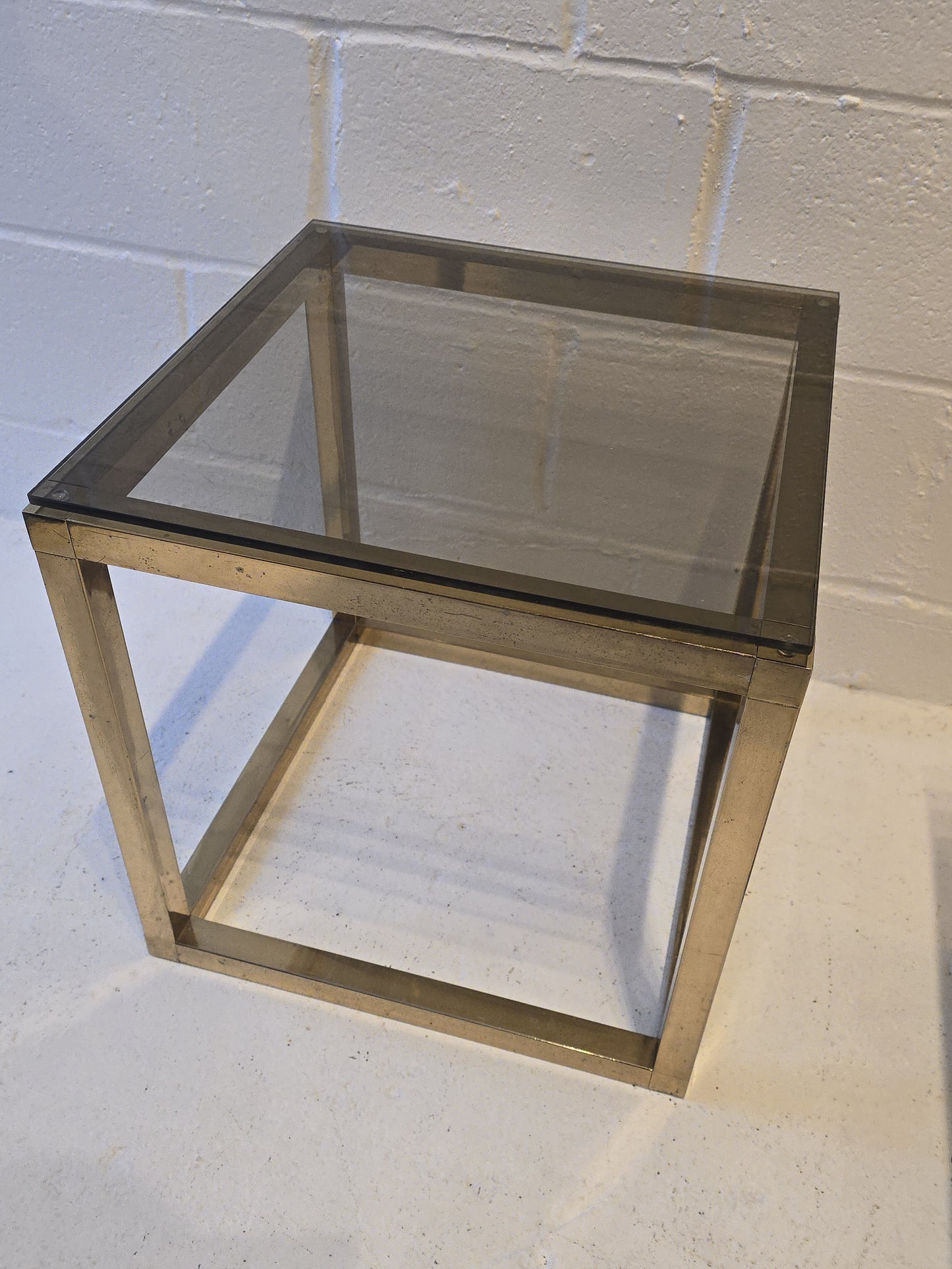 Brass and Tinted Glass Tables