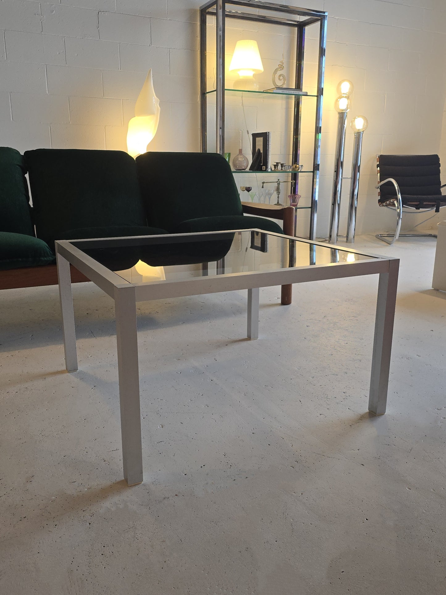 Metal and Tinted Glass Table