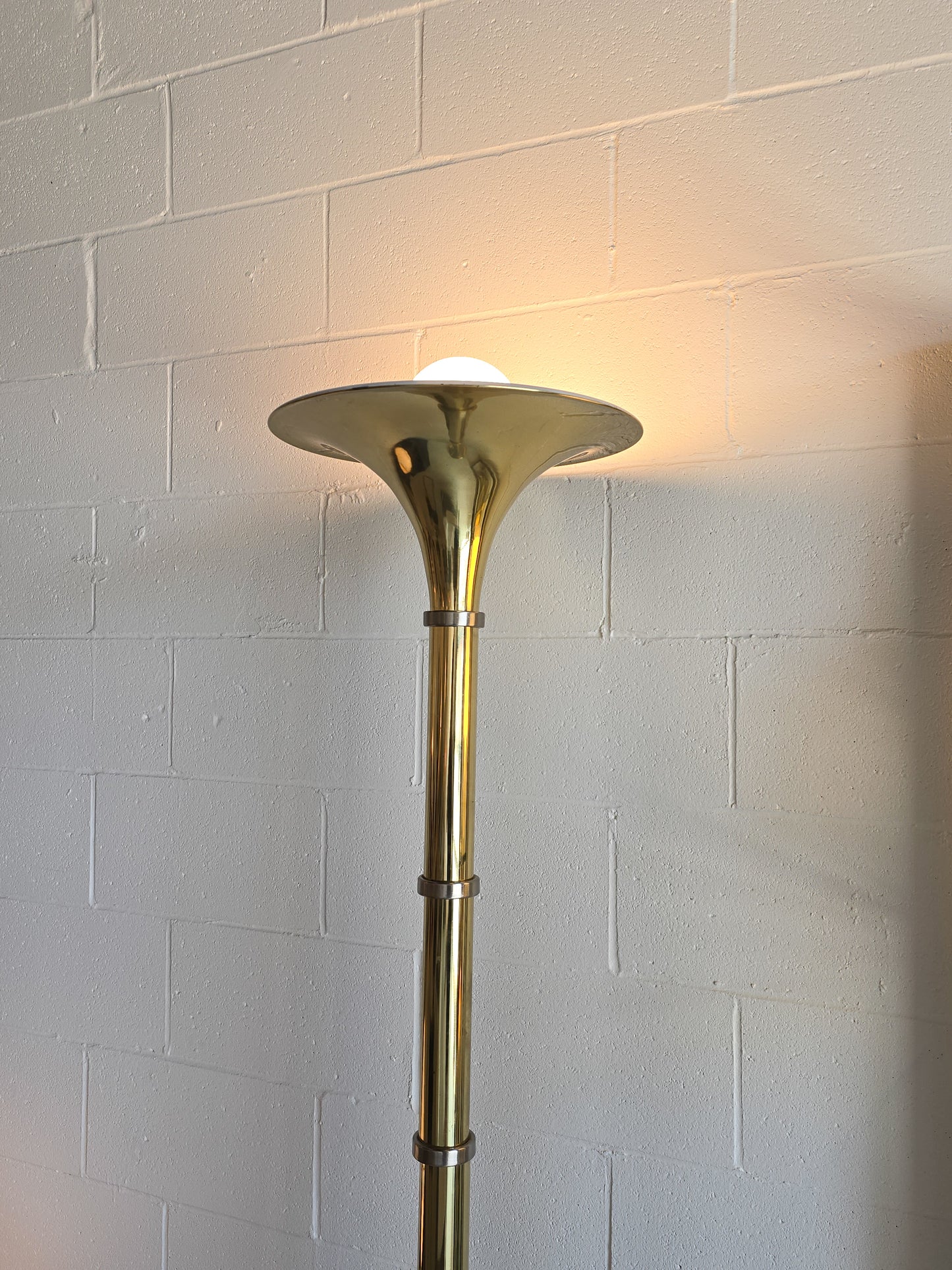 Torchiere Brass and Chrome Floor Lamp