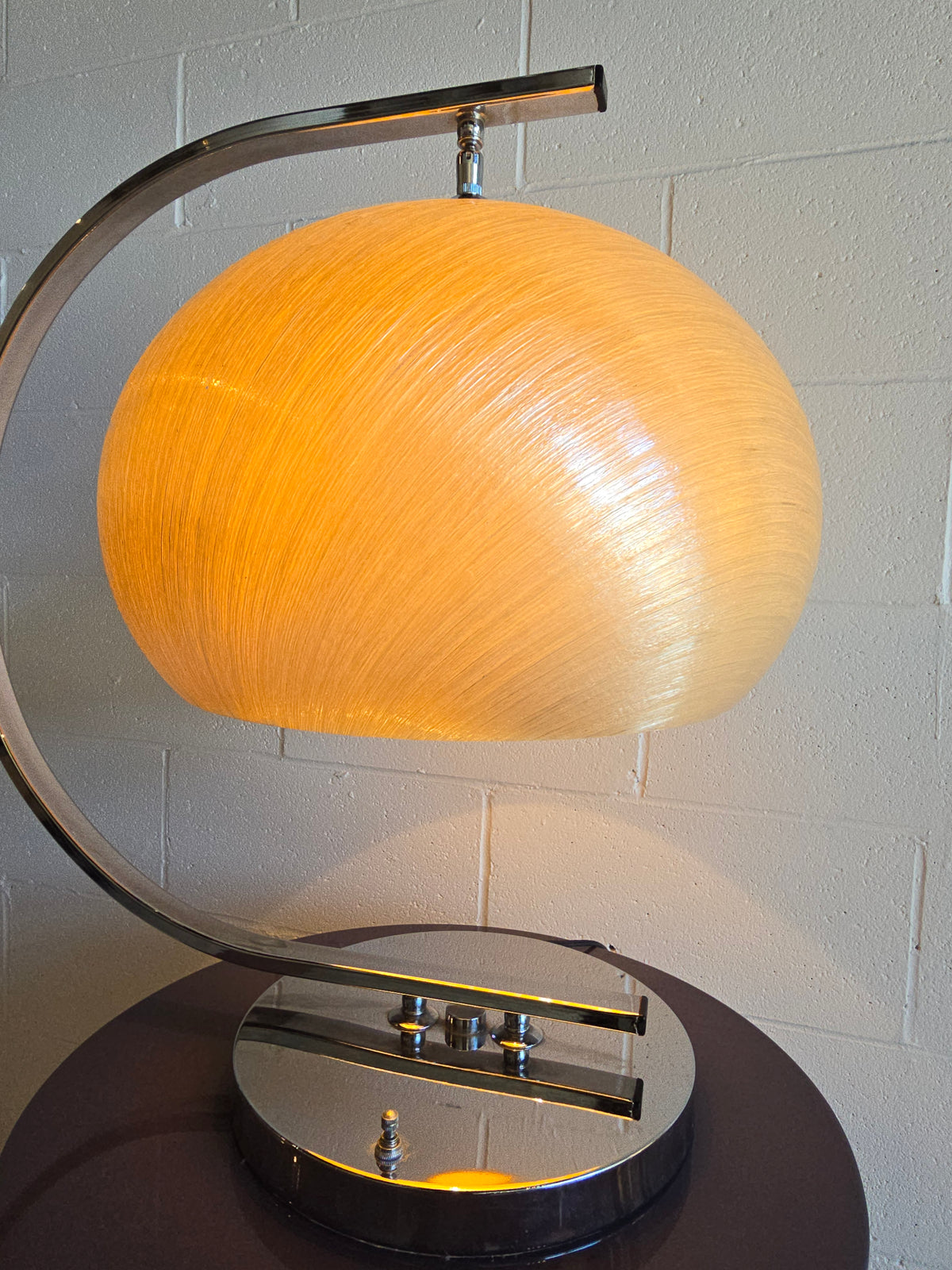 Unique 1970s Chrome and Fiberglass Table Lamp