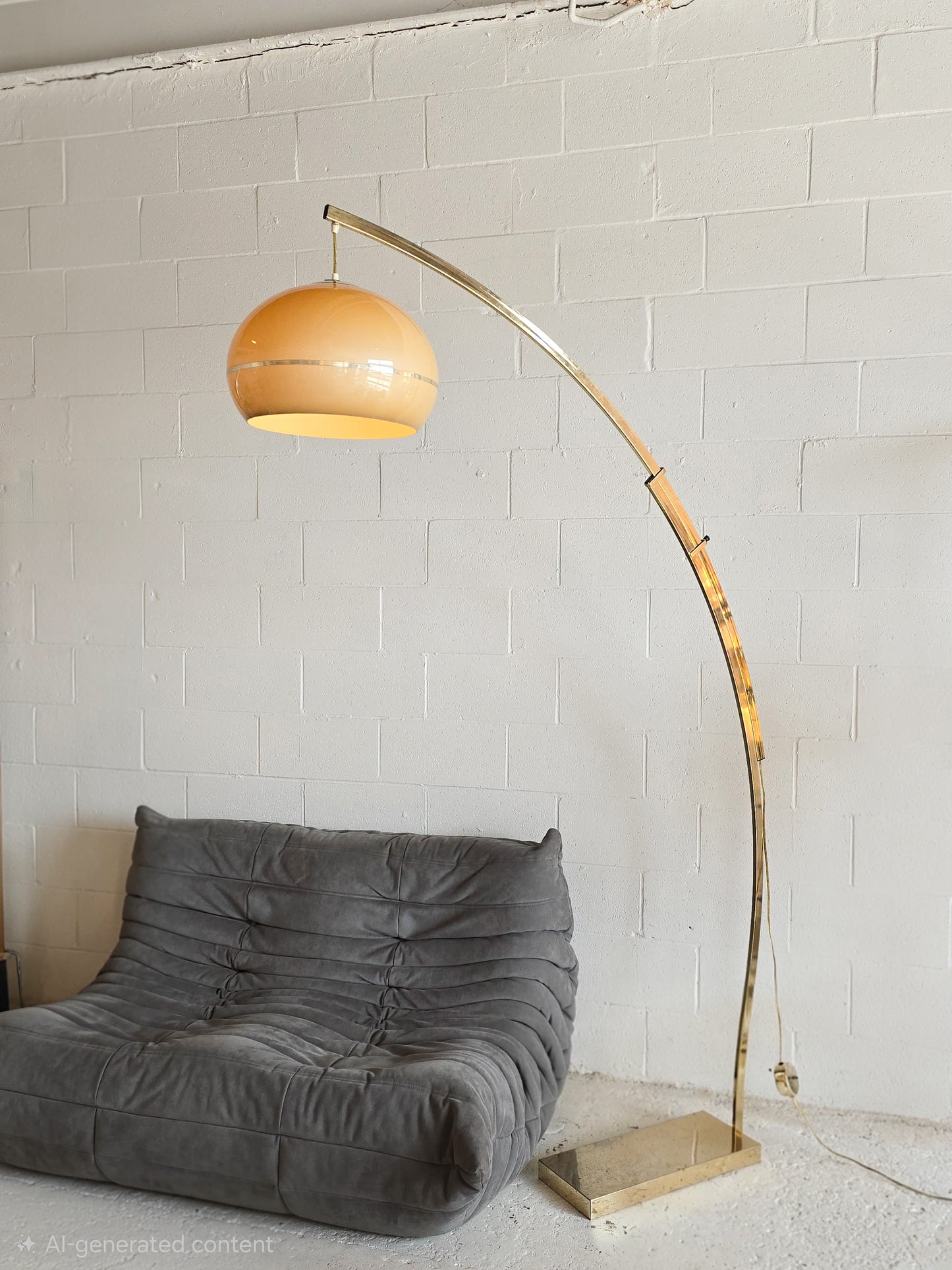 Brass Adjustable Arc Floor Lamp