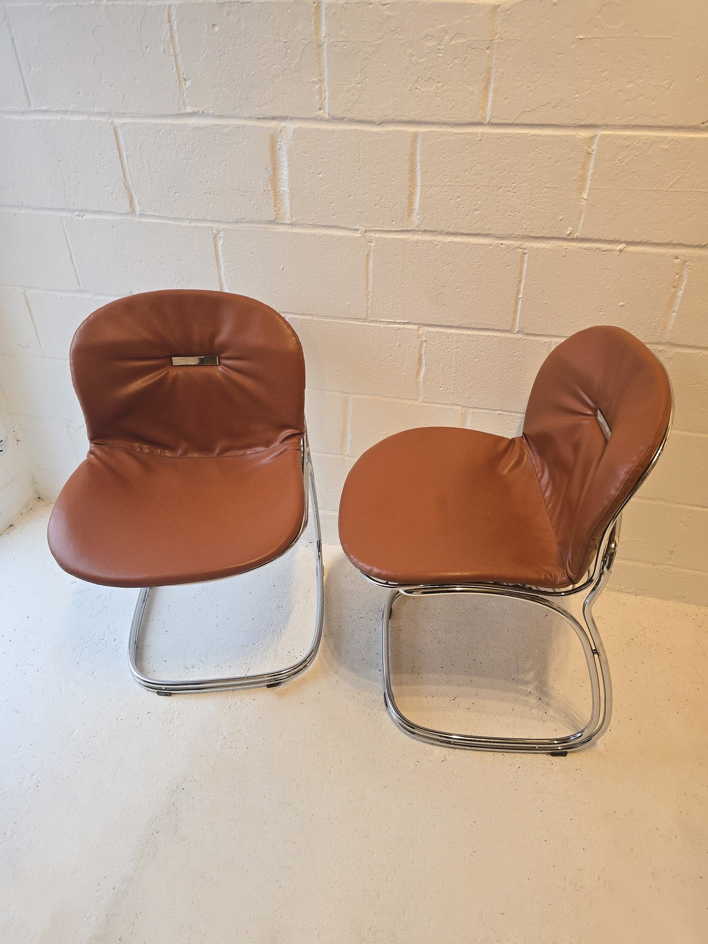 Set of Four Chrome Chairs Attr Gastone Rinaldi