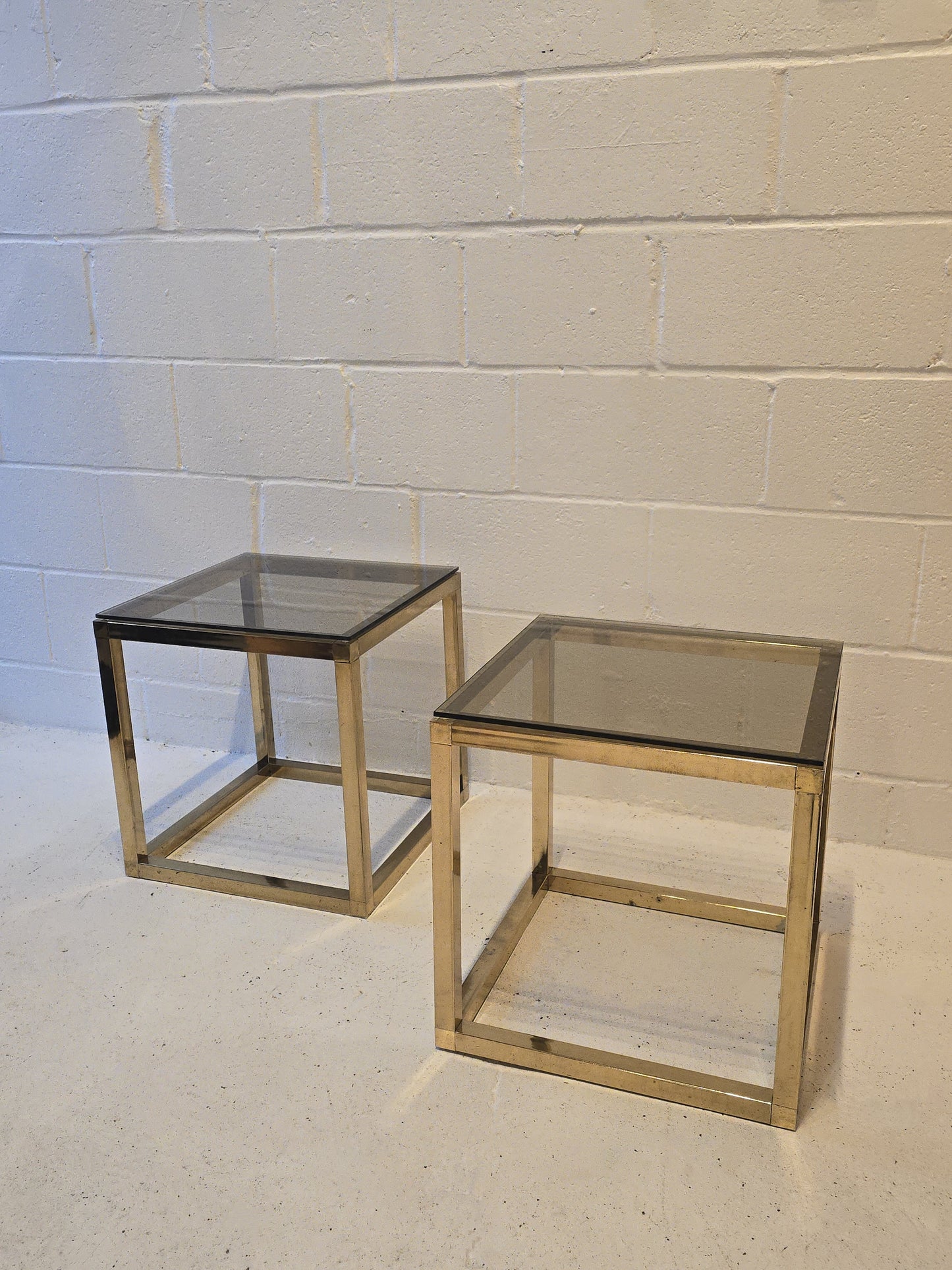 Brass and Tinted Glass Tables