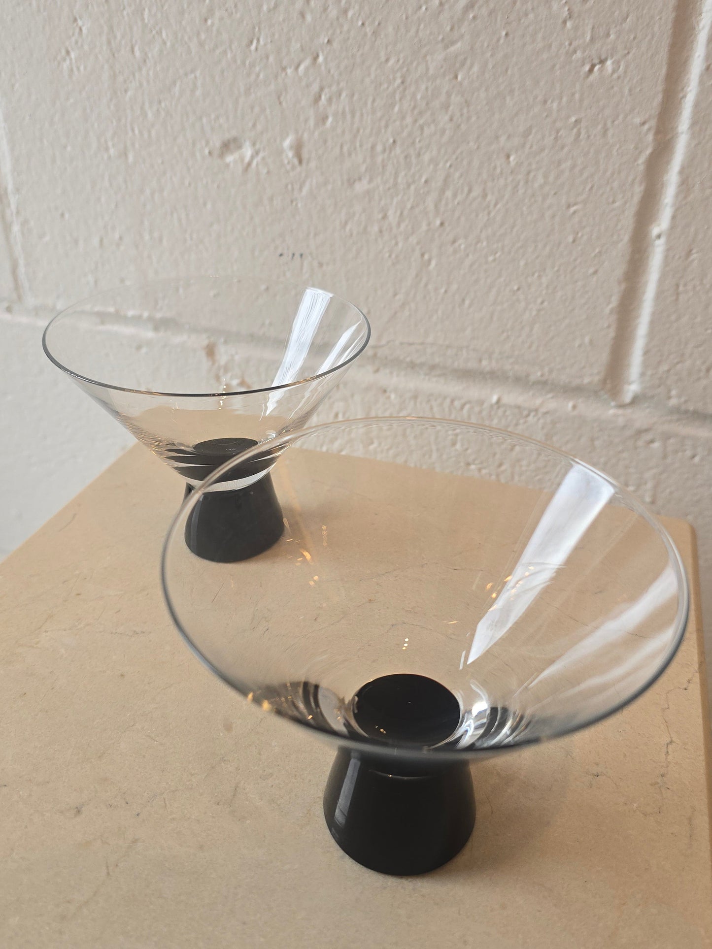 Clear & Black Martini Cocktail Glasses