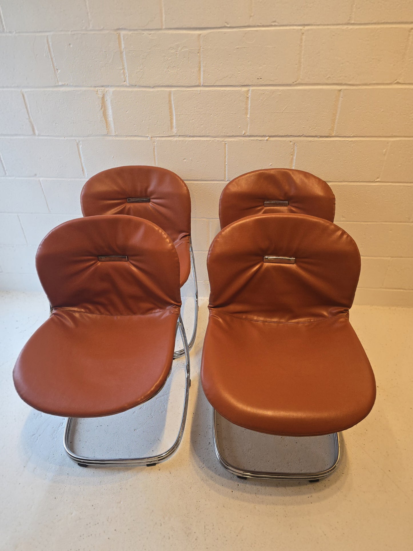 Set of Four Chrome Chairs Attr Gastone Rinaldi