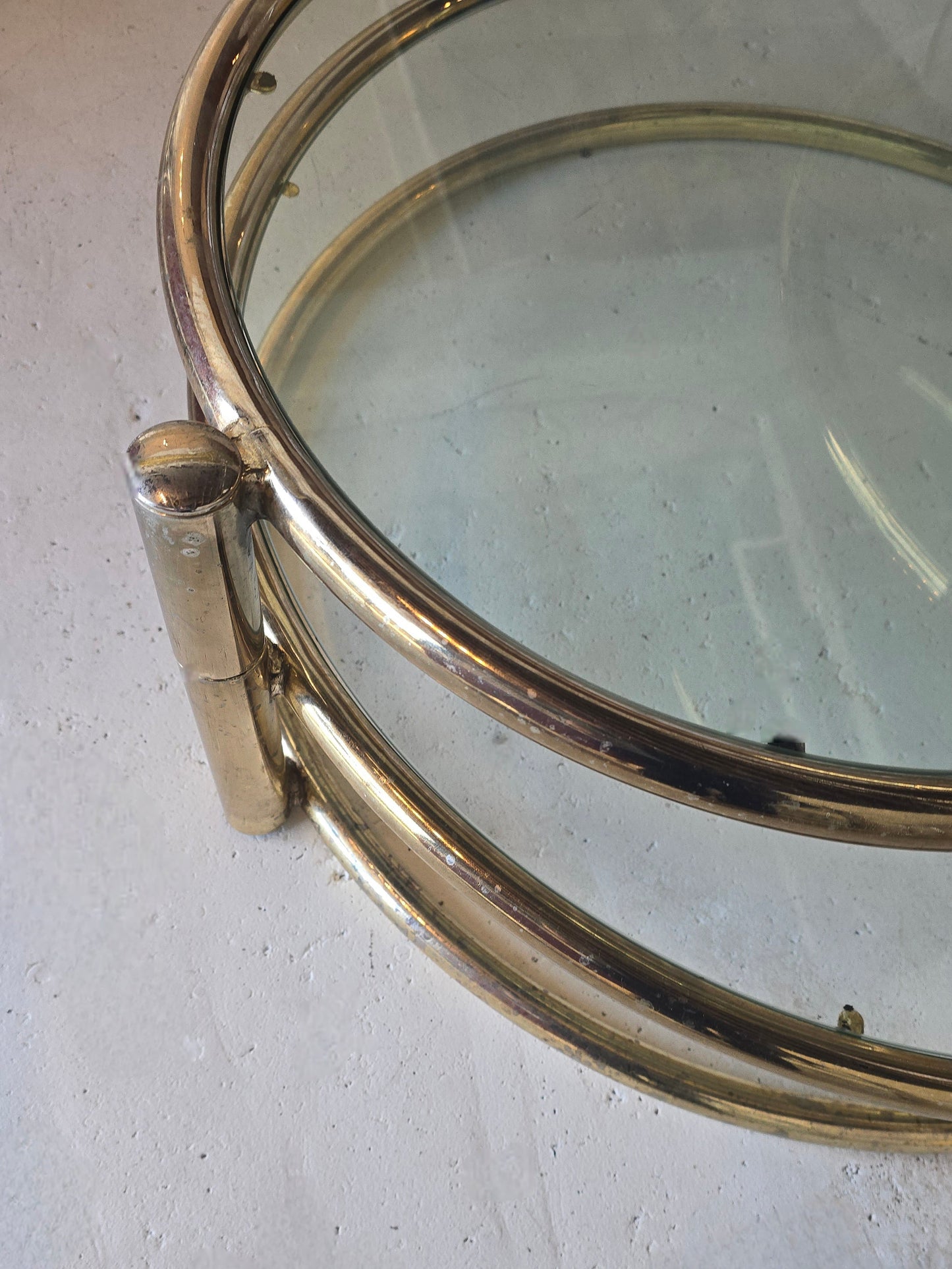 Large Brass & Glass Swivel Coffee Table