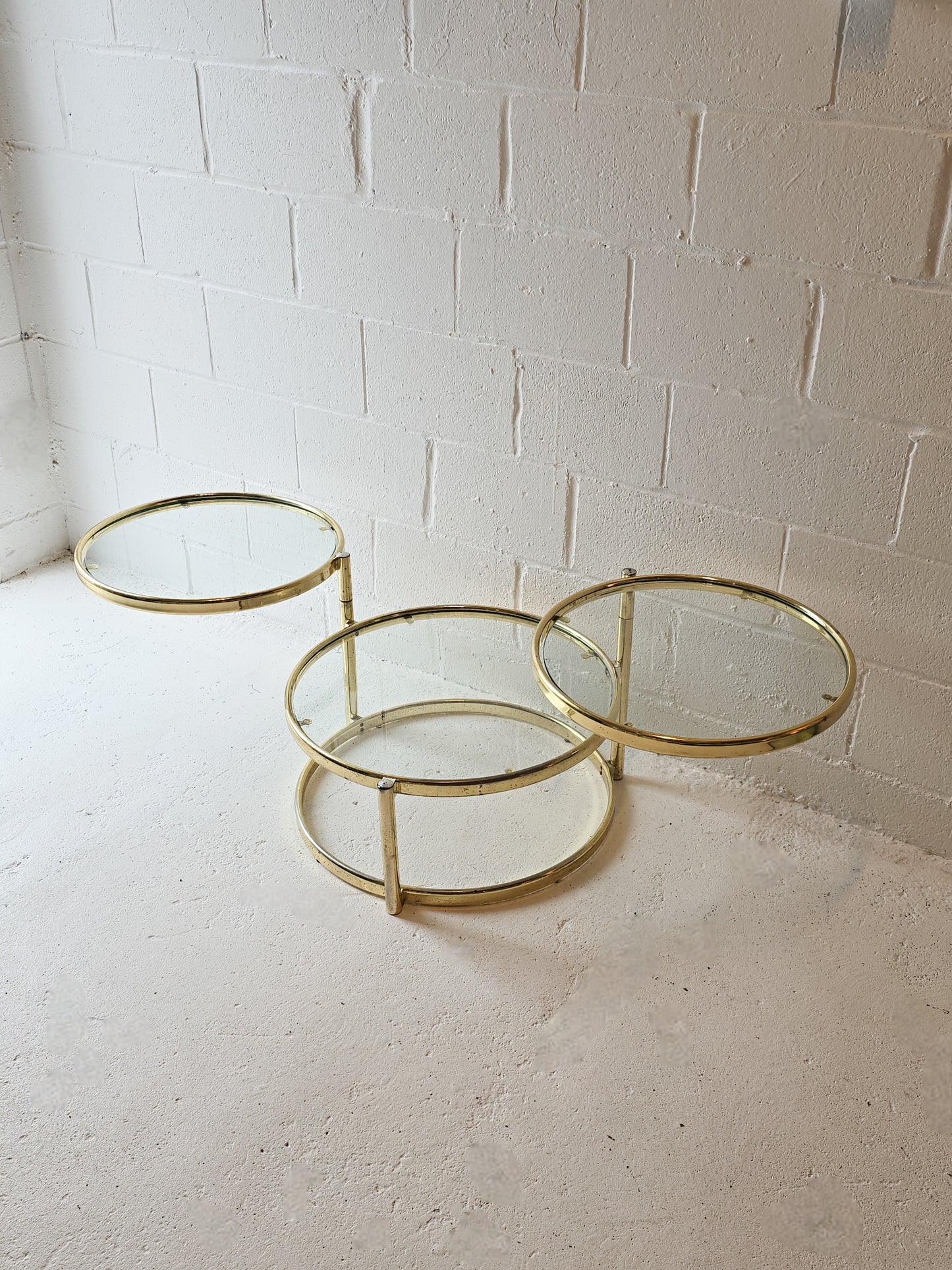 Brass and Glass Swivel Coffee Table