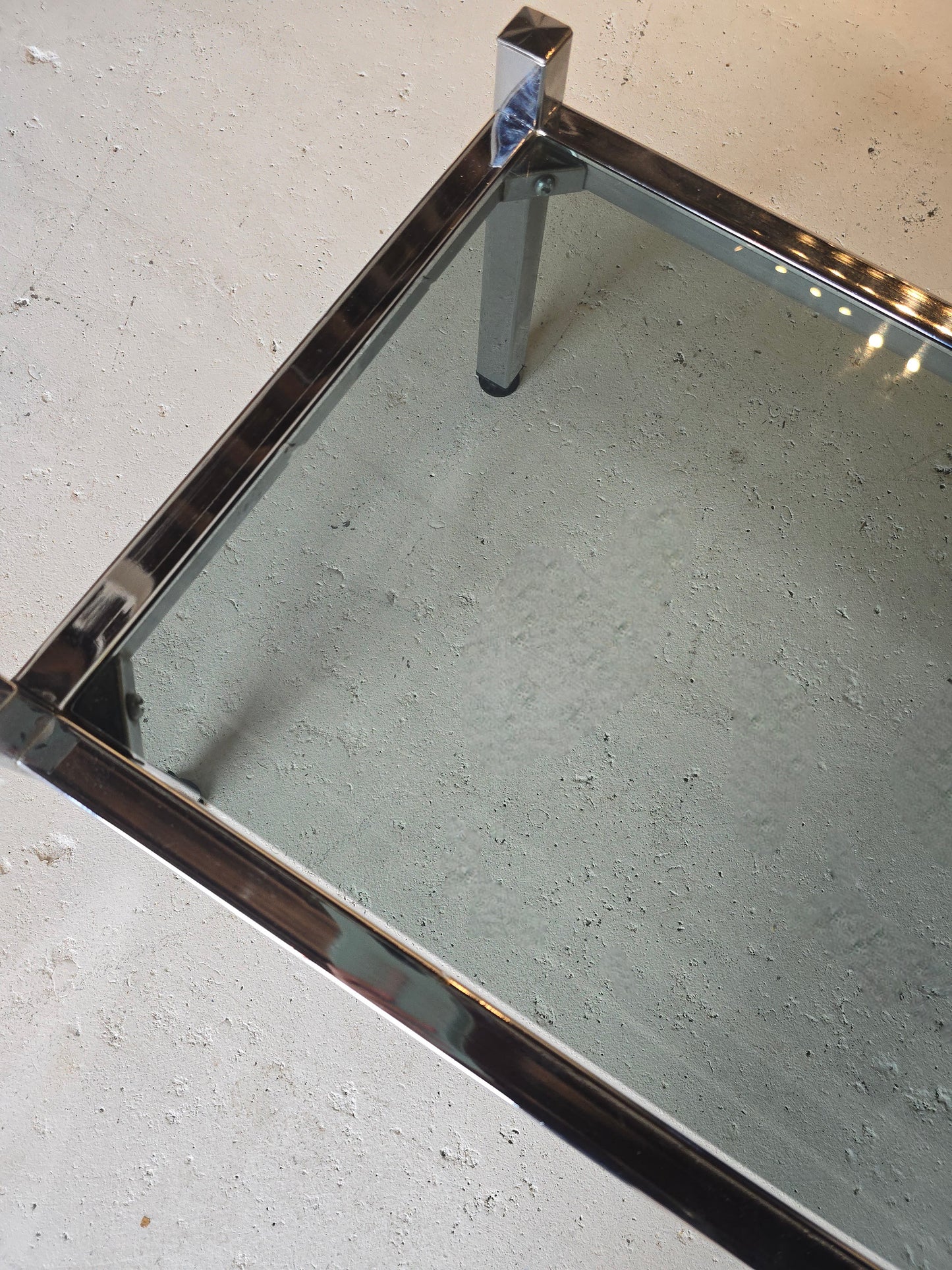 Two Piece Chrome and Tinted Glass Coffee Table