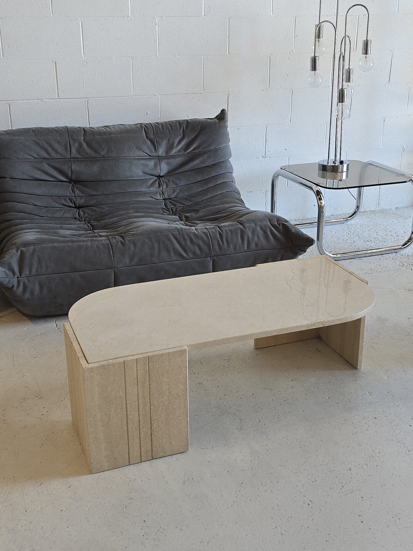 Teardrop Travertine Coffee Table
