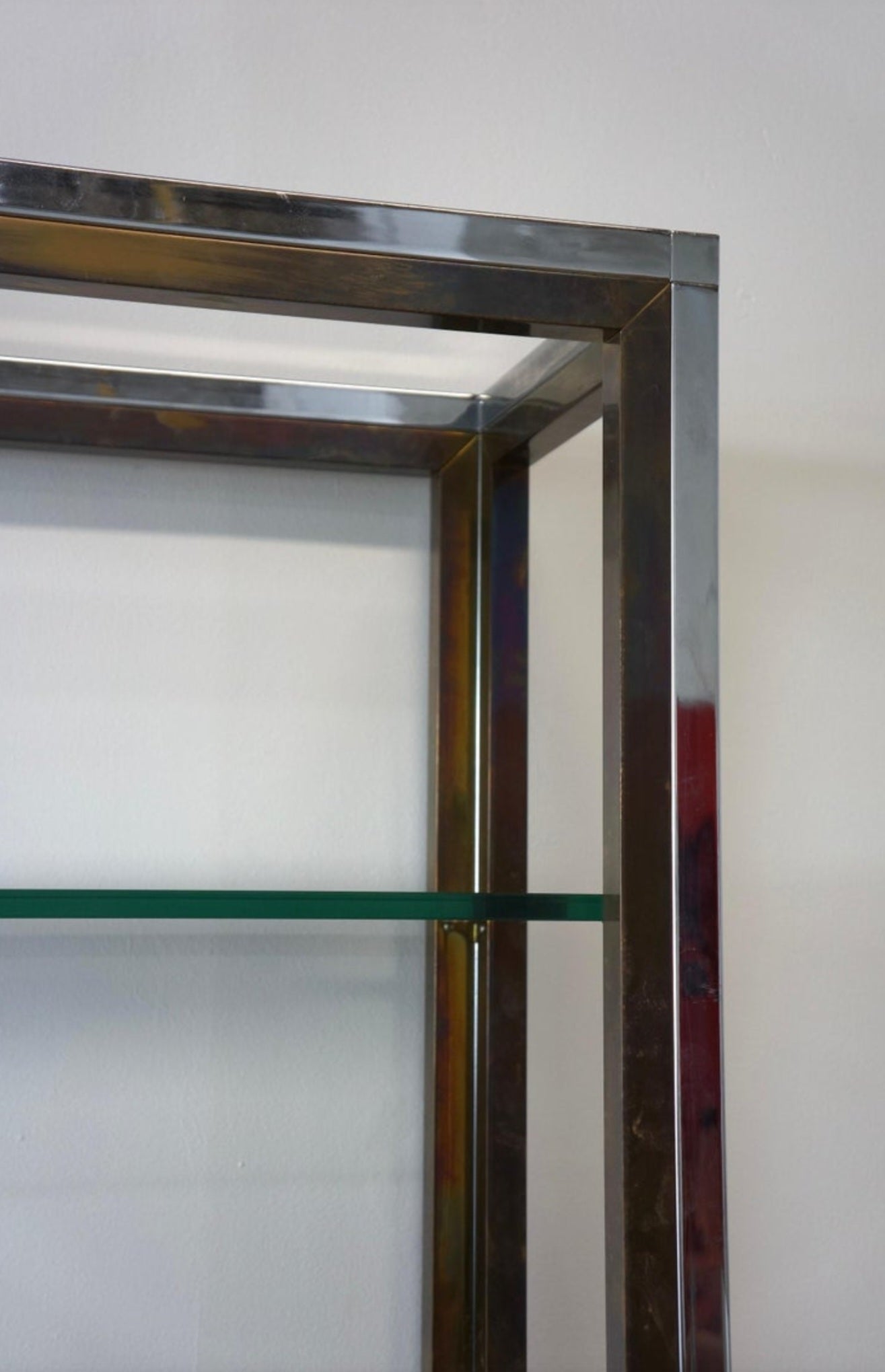 Chrome & Brass Shelving Unit Attr to Renato Zevi