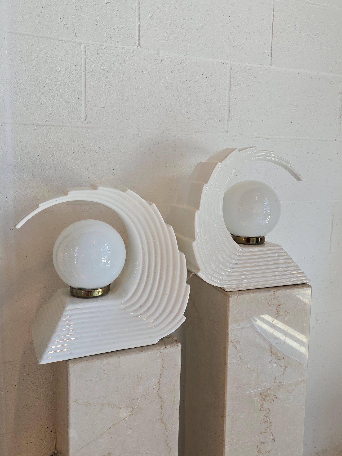 1980s Ceramic Wave Lamps
