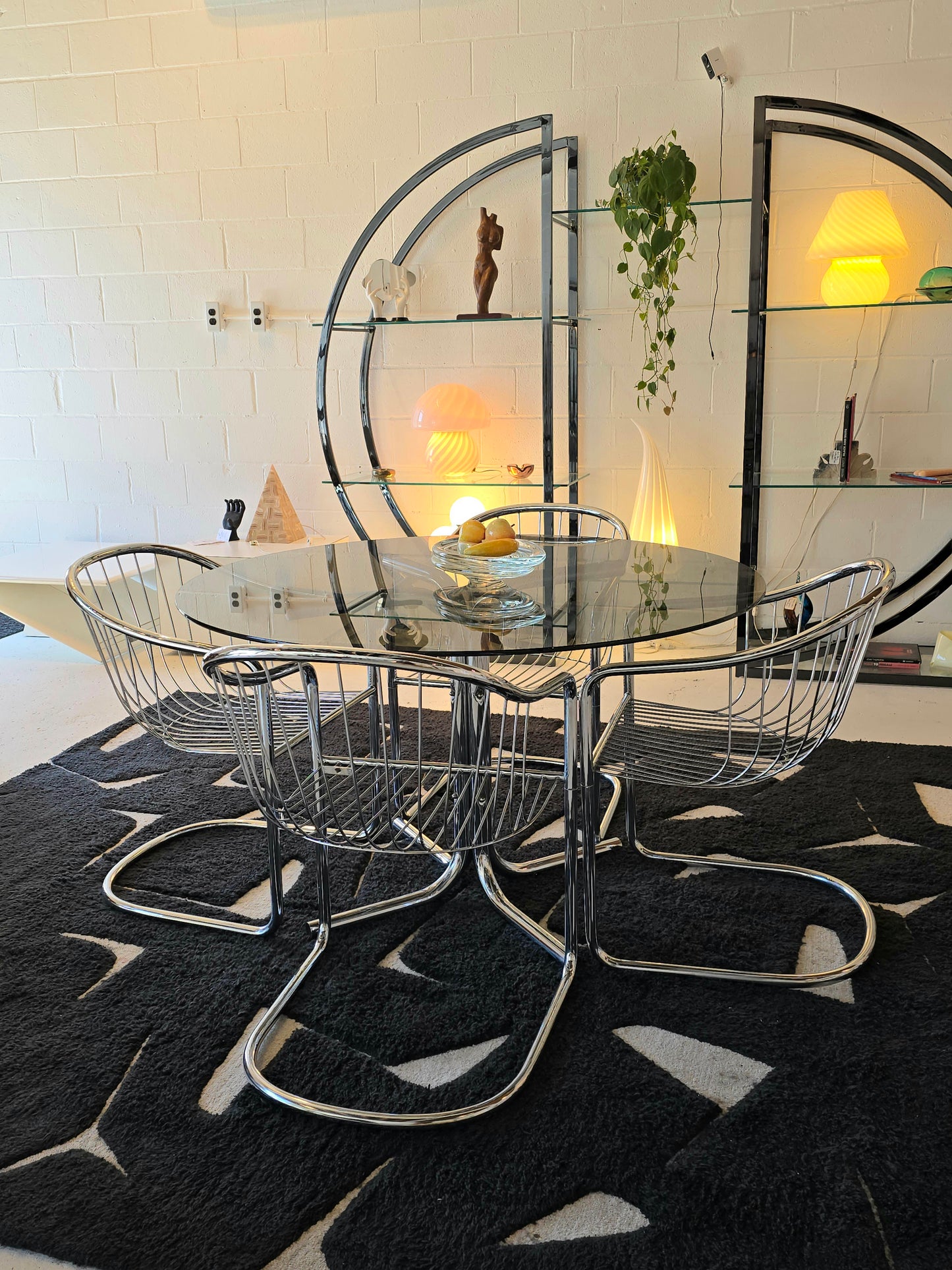 Cantilevered Chrome Chairs (One pair available)