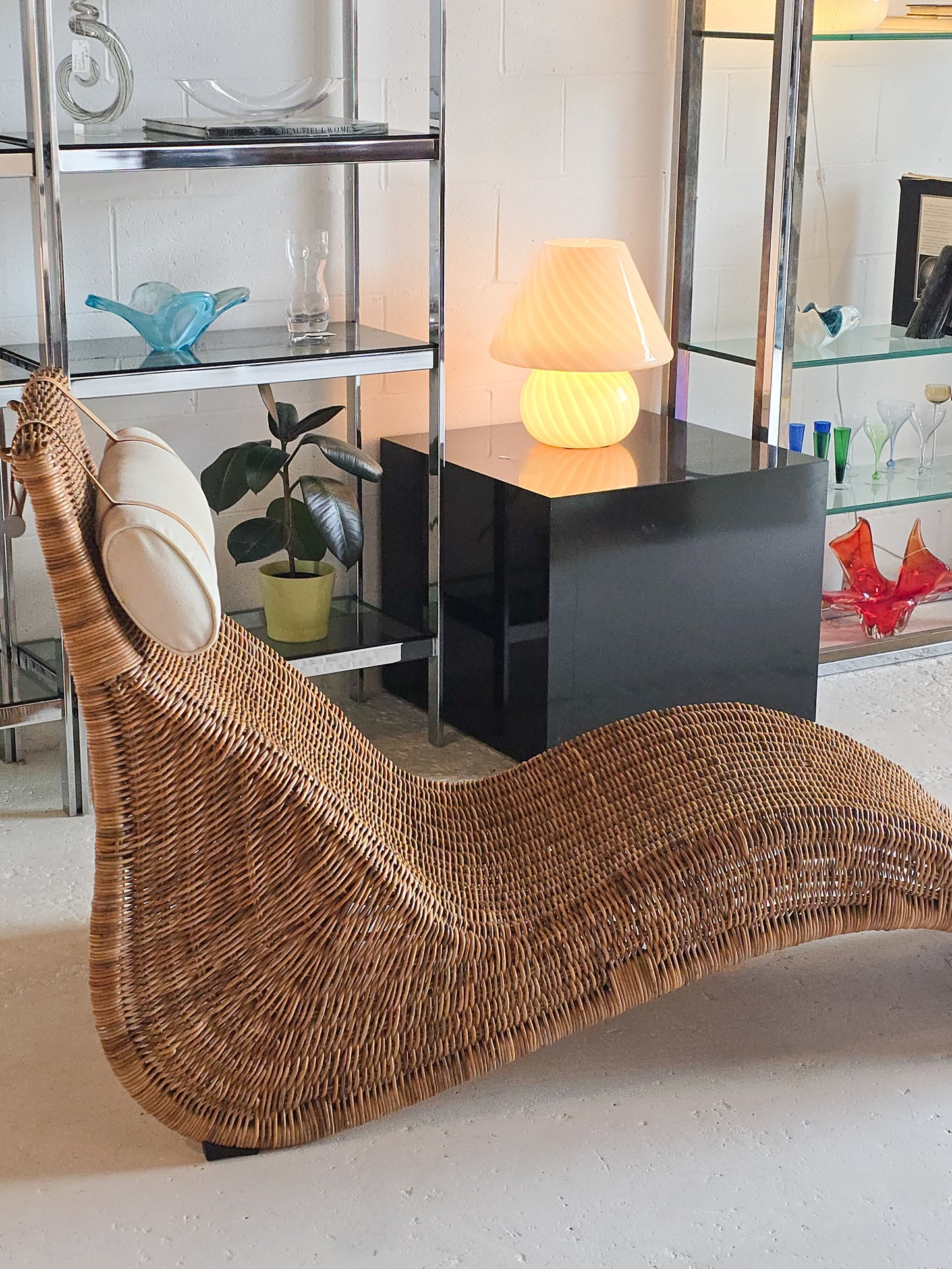 Vintage IKEA Karlskrona Wicker Rattan Chaise