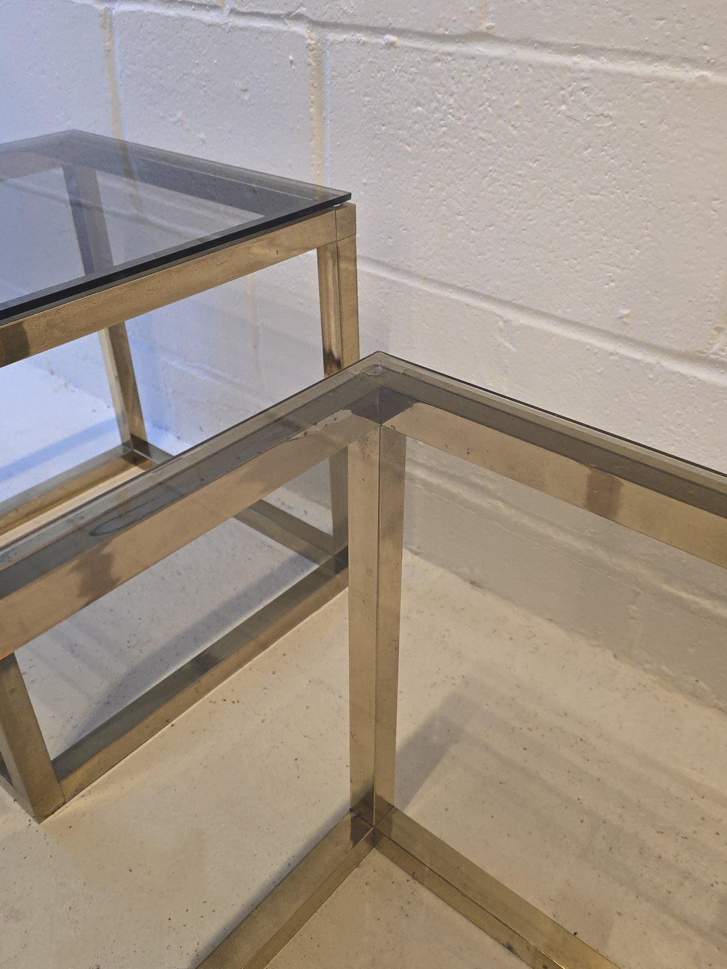 Brass and Tinted Glass Tables