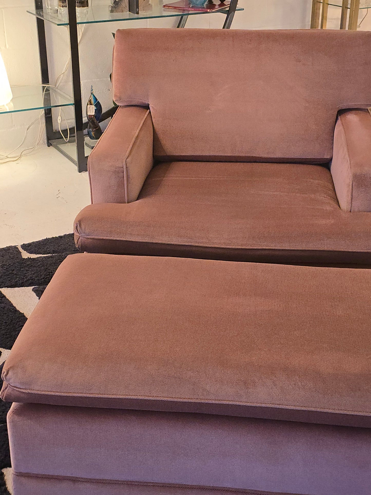 1980s Pink Lounge Chair and Ottoman