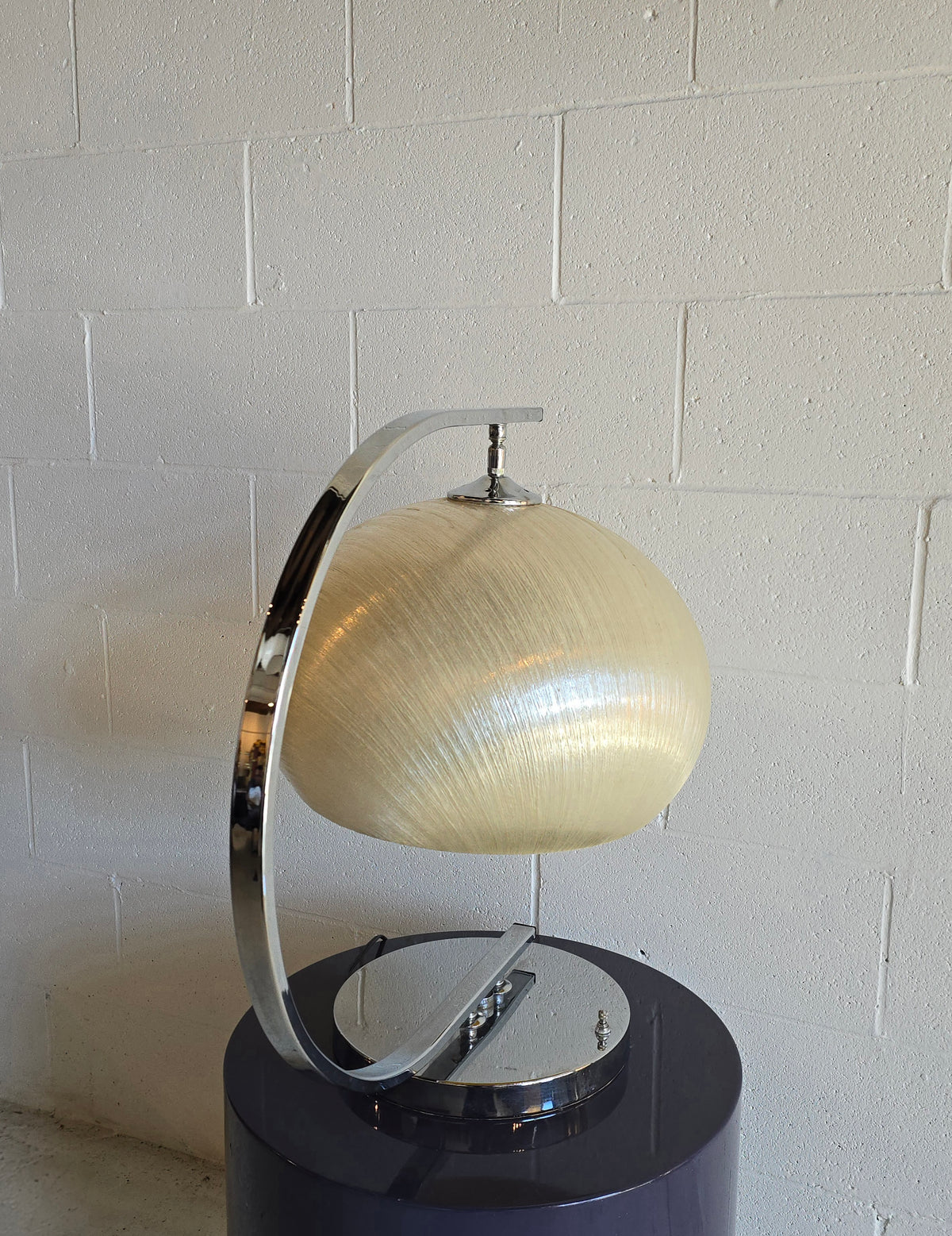 Unique 1970s Chrome and Fiberglass Table Lamp