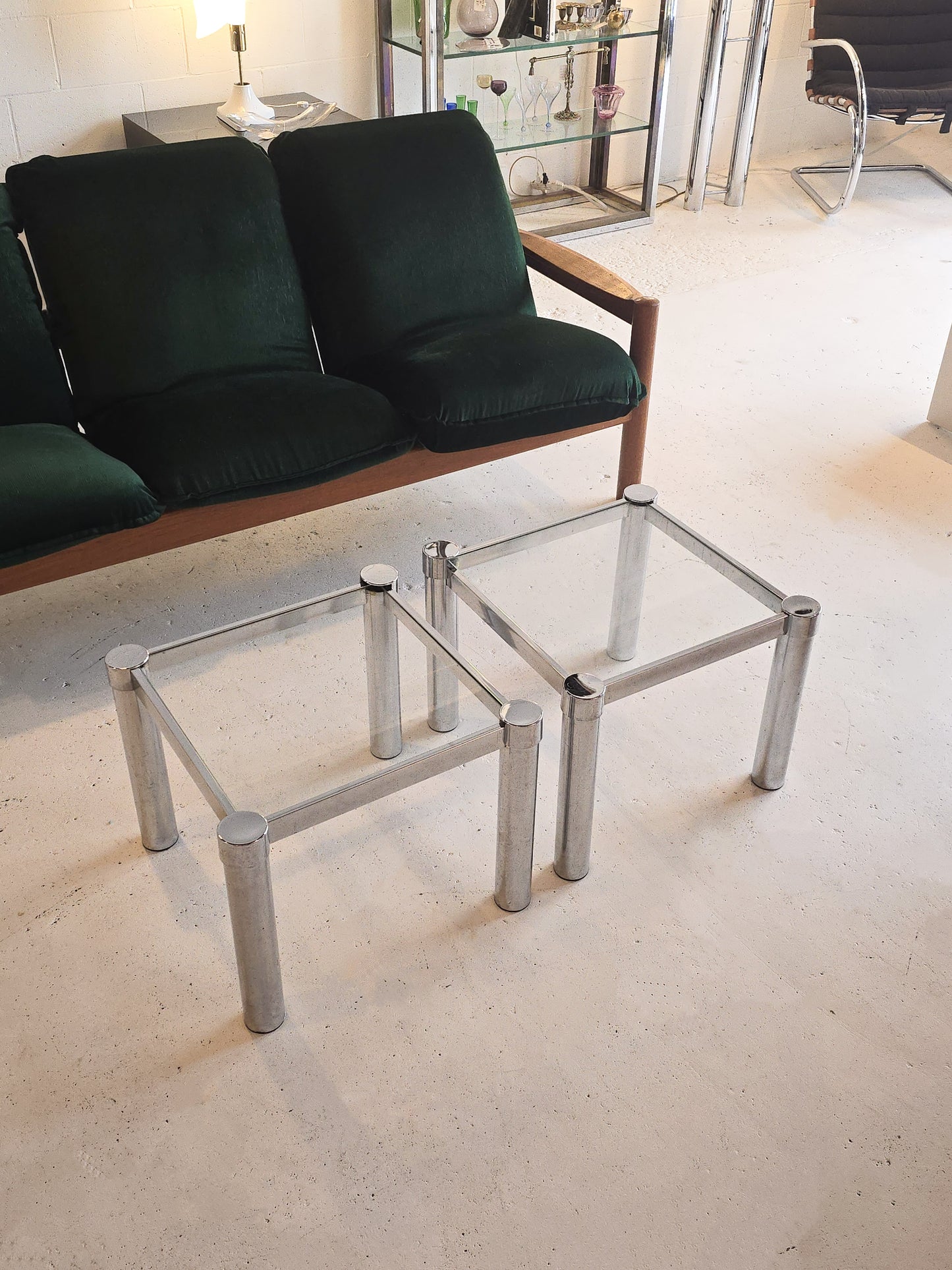 Tubular Chrome and Glass Tables
