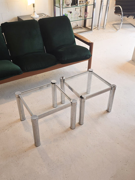 Tubular Chrome and Glass Tables