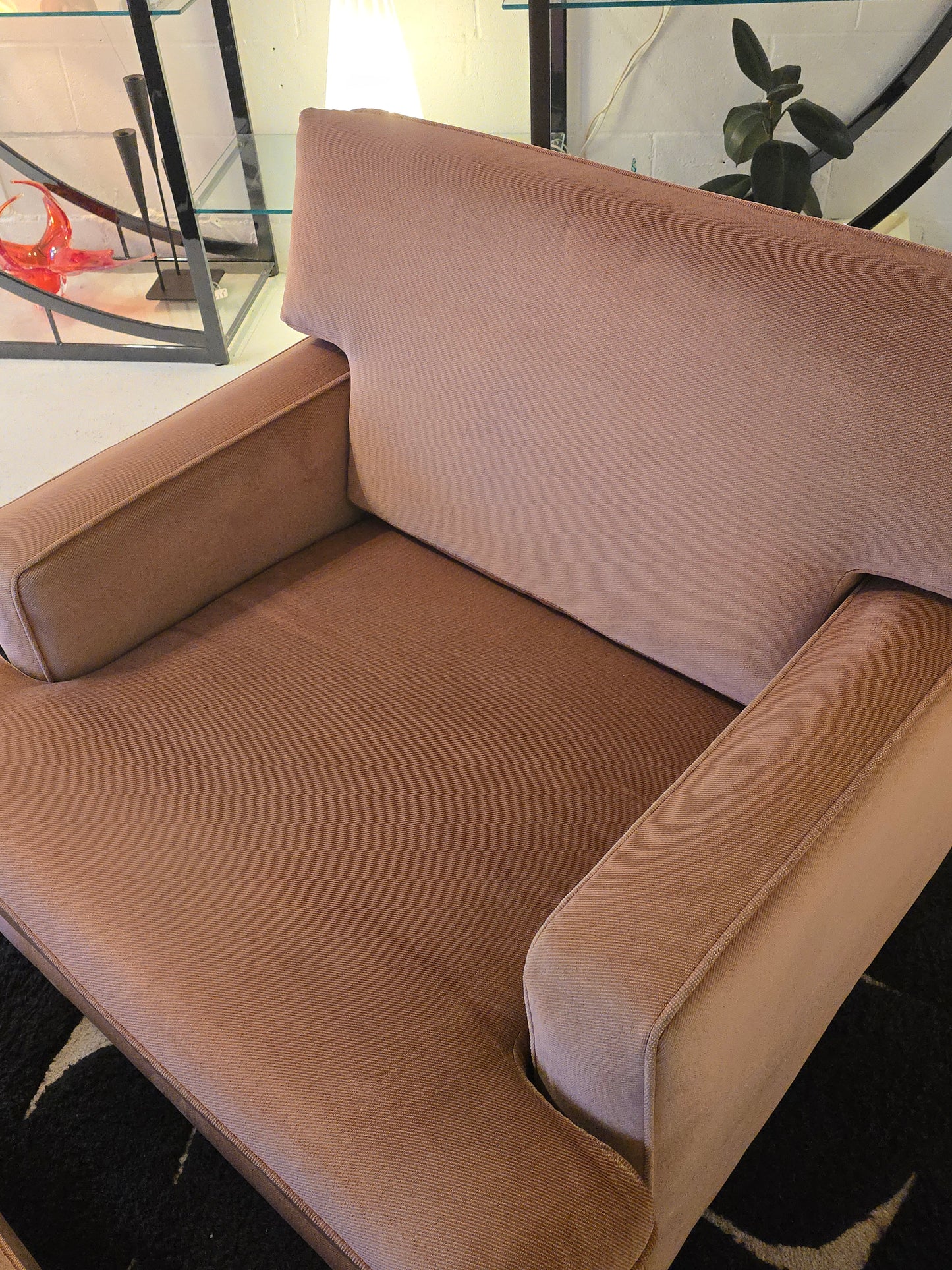 1980s Pink Lounge Chair and Ottoman