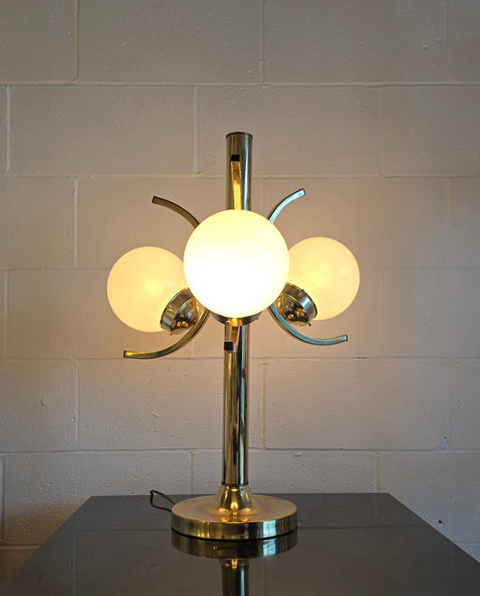 Three Globe Brass Table Lamp