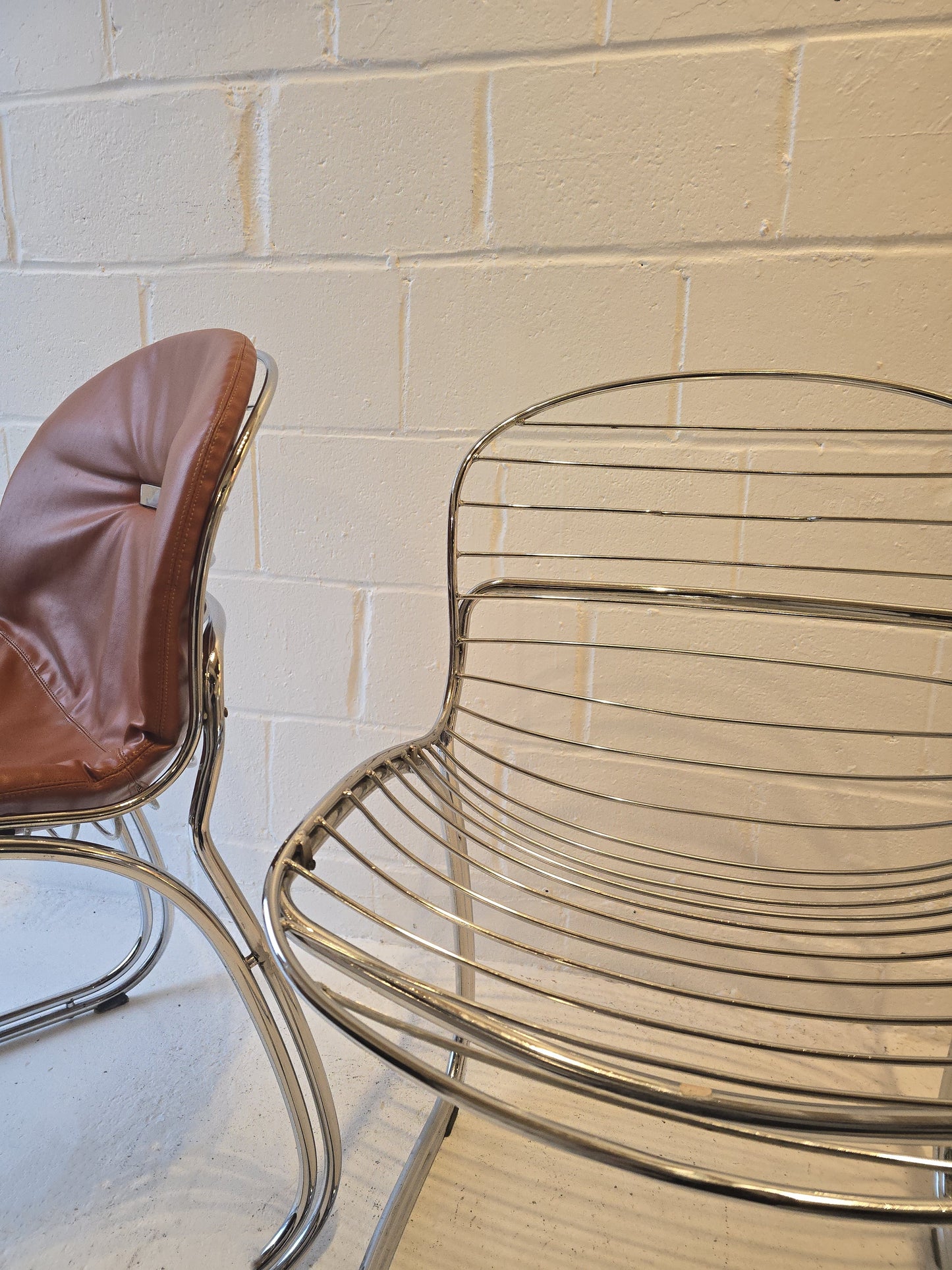 Set of Four Chrome Chairs Attr Gastone Rinaldi