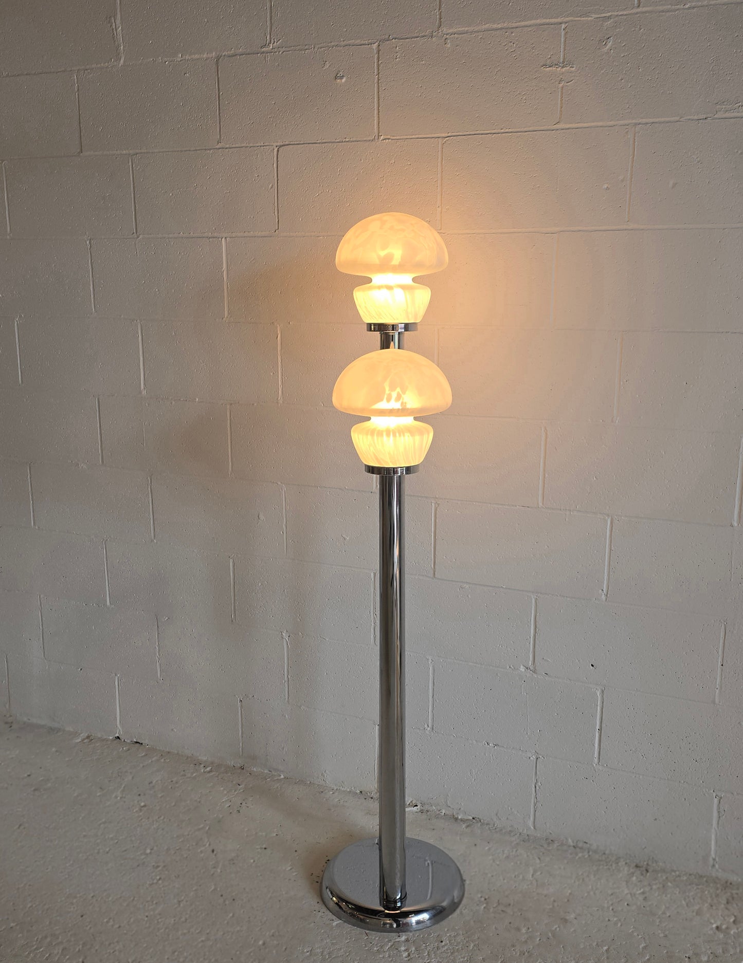 Tubular Chrome and Murano Glass Floor Lamp