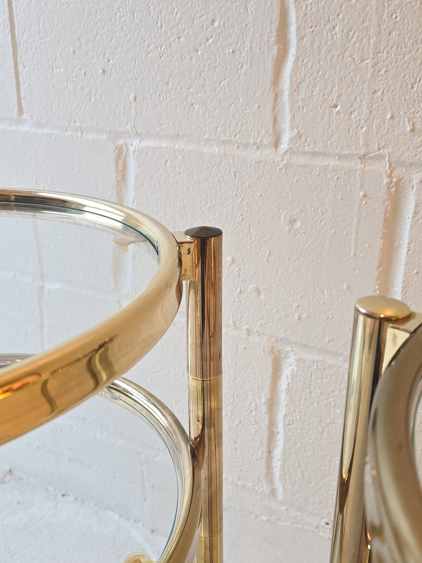 Brass and Glass Swivel Side Tables