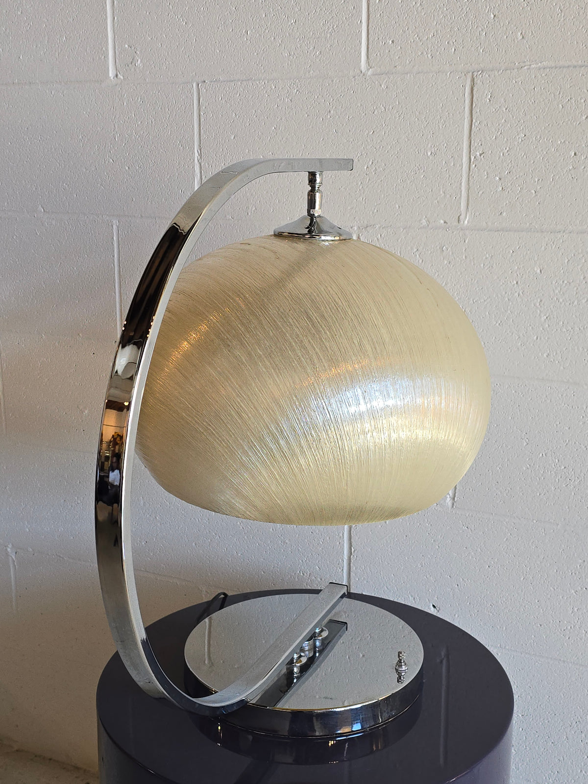 Unique 1970s Chrome and Fiberglass Table Lamp