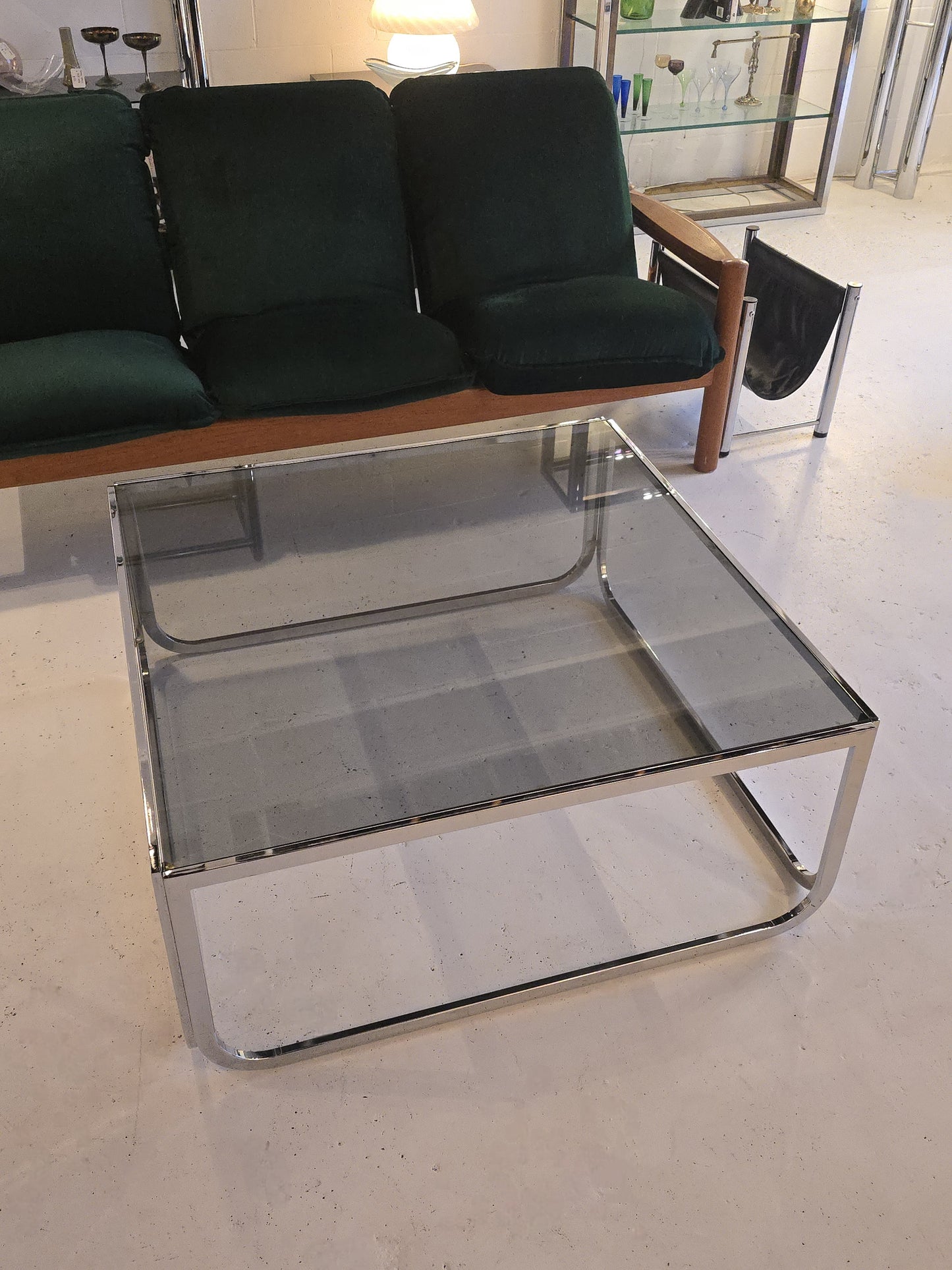 Chrome and Tinted Glass Coffee Table